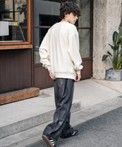 KANGOL 別注コラボ オーバーサイズロゴ刺繍裏起毛マイクロフリースプルオーバートレーナー 14626