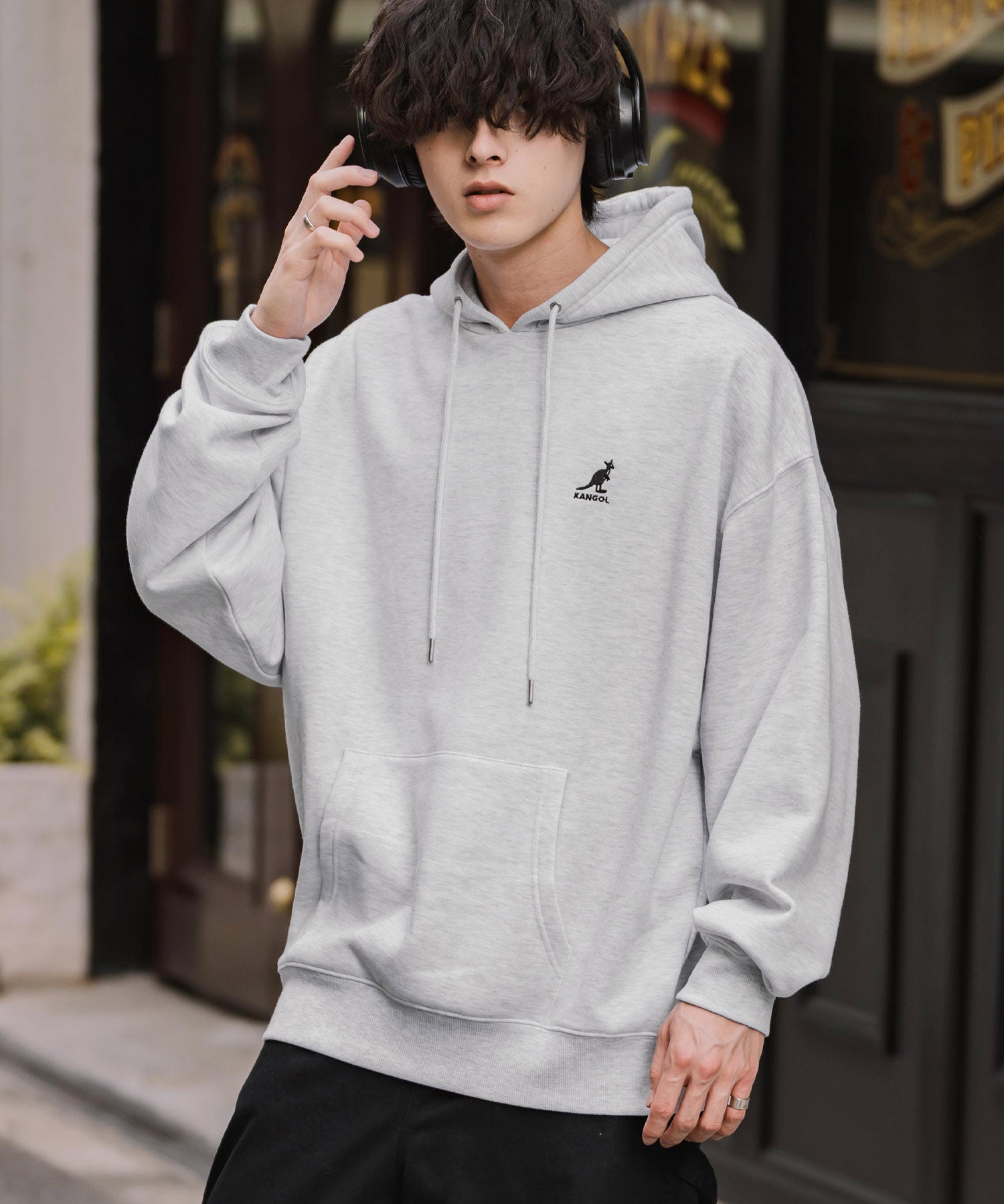 新色追加 KANGOL カンゴール 別注コラボオーバーサイズ裏起毛ロゴ刺繍プルパーカー	14627 【セットアップ可能】