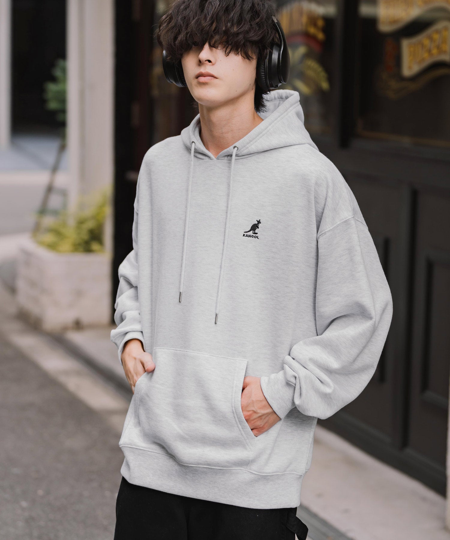 新色追加 KANGOL カンゴール 別注コラボオーバーサイズ裏起毛ロゴ刺繍プルパーカー	14627 【セットアップ可能】