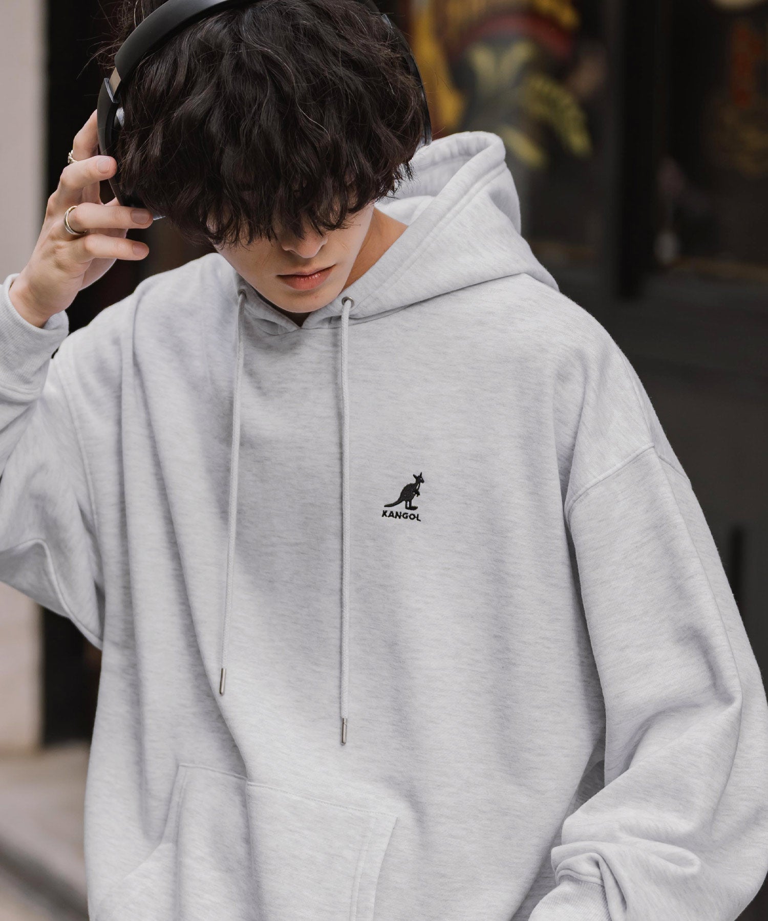 新色追加 KANGOL カンゴール 別注コラボオーバーサイズ裏起毛ロゴ刺繍プルパーカー	14627 【セットアップ可能】