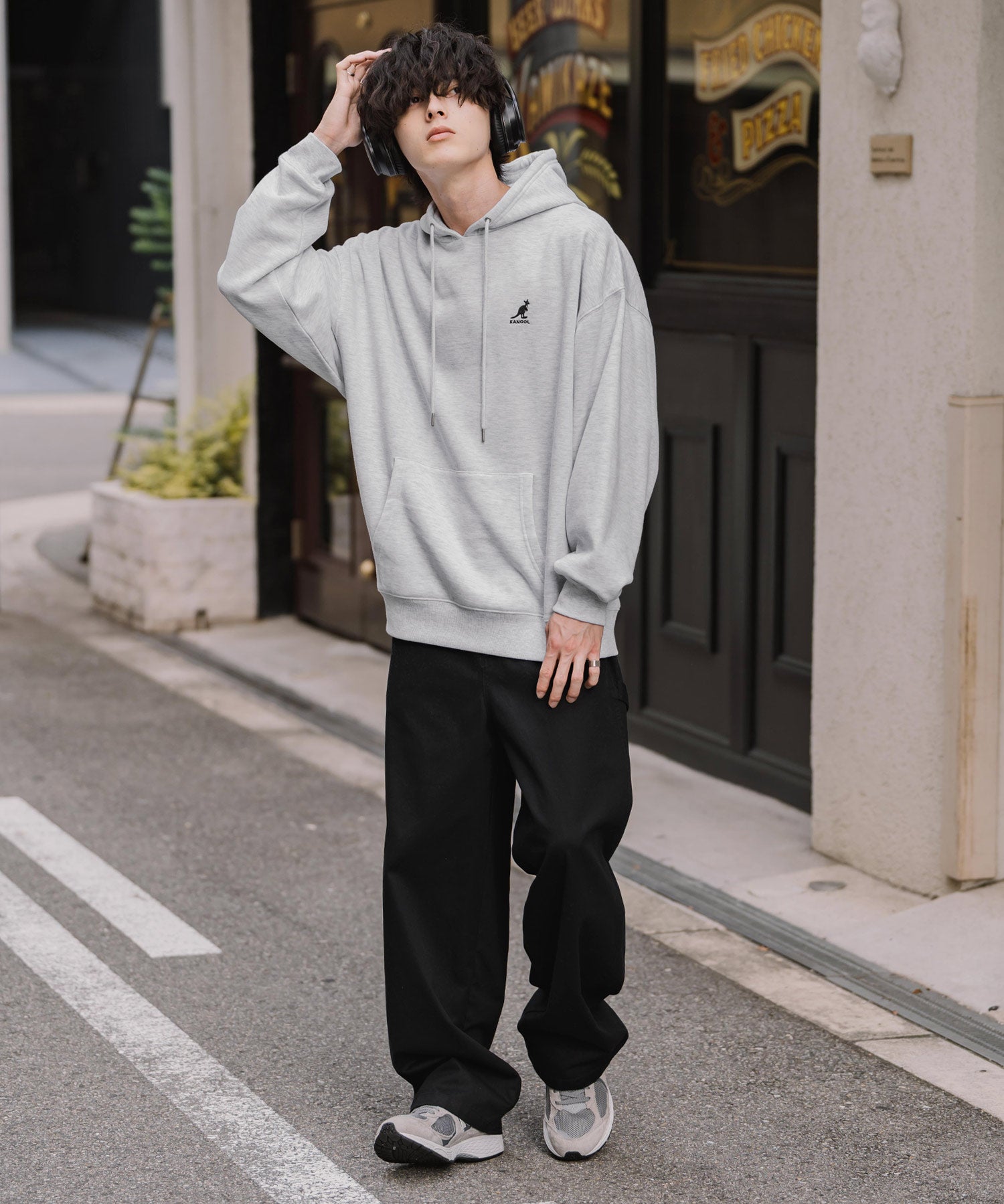 新色追加 KANGOL カンゴール 別注コラボオーバーサイズ裏起毛ロゴ刺繍プルパーカー	14627 【セットアップ可能】