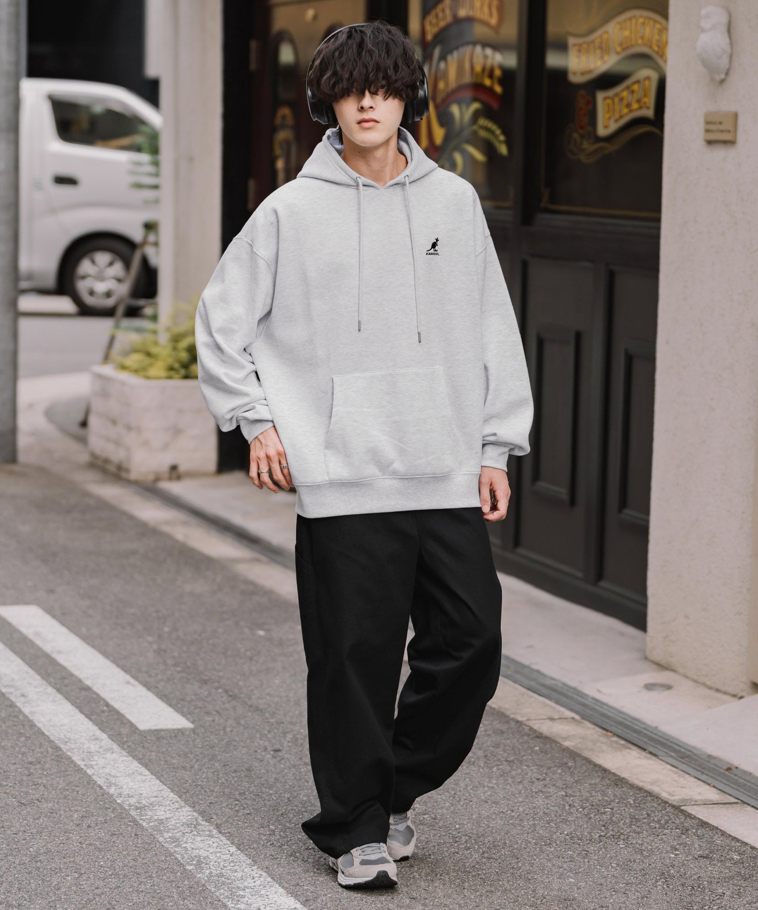 新色追加 KANGOL カンゴール 別注コラボオーバーサイズ裏起毛ロゴ刺繍プルパーカー	14627 【セットアップ可能】