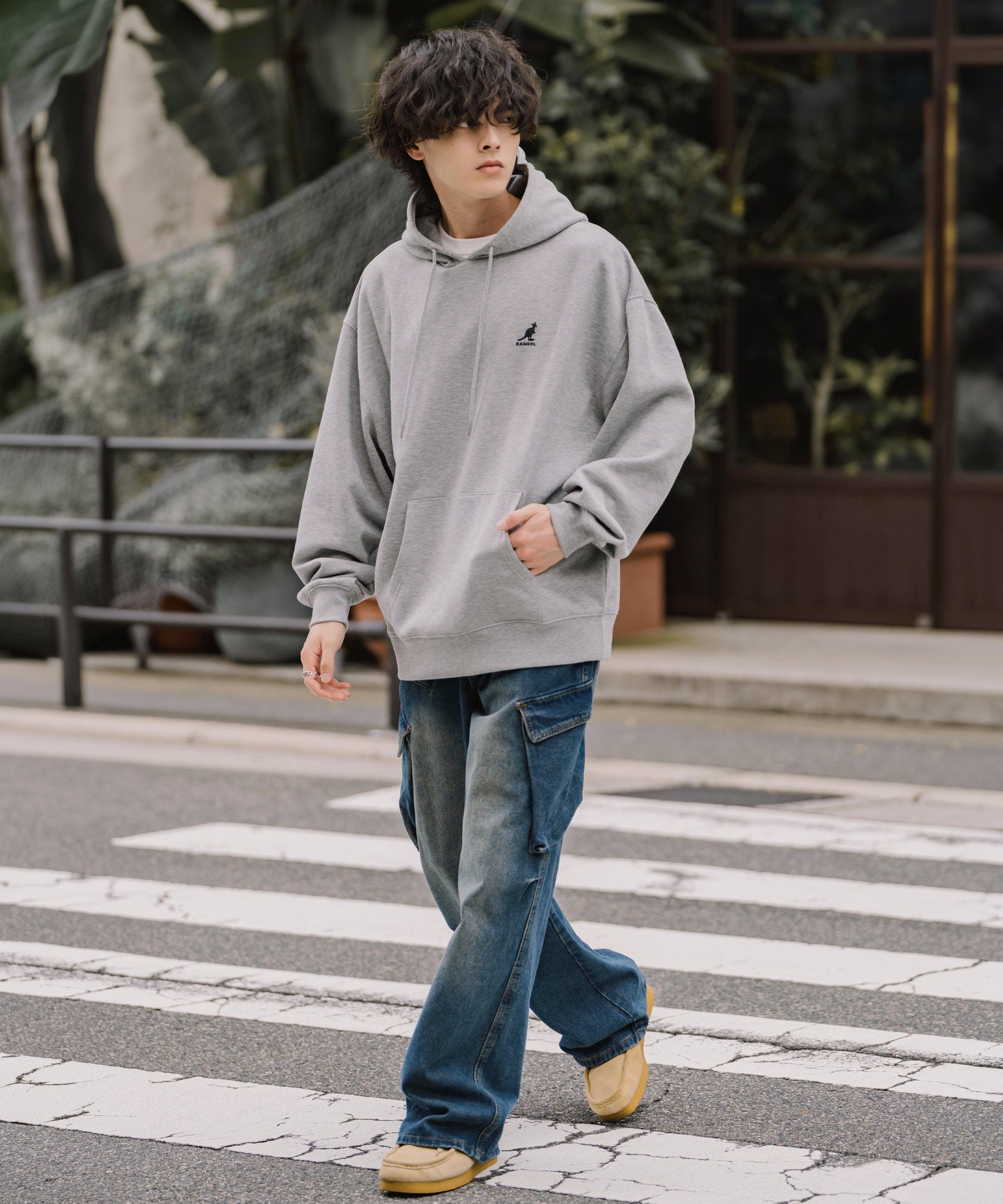 新色追加 KANGOL カンゴール 別注コラボオーバーサイズ裏起毛ロゴ刺繍プルパーカー	14627 【セットアップ可能】