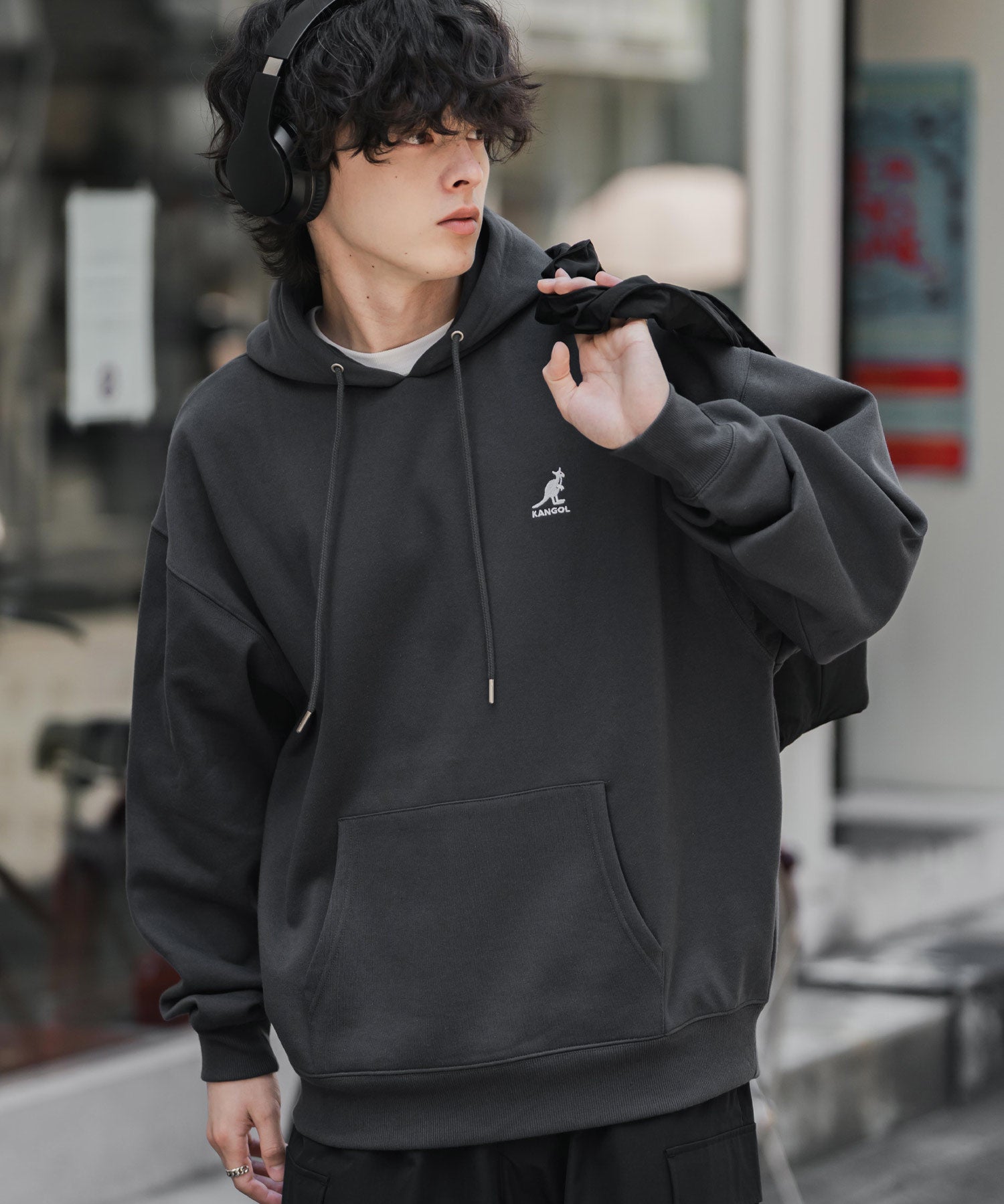 新色追加 KANGOL カンゴール 別注コラボオーバーサイズ裏起毛ロゴ刺繍プルパーカー	14627 【セットアップ可能】