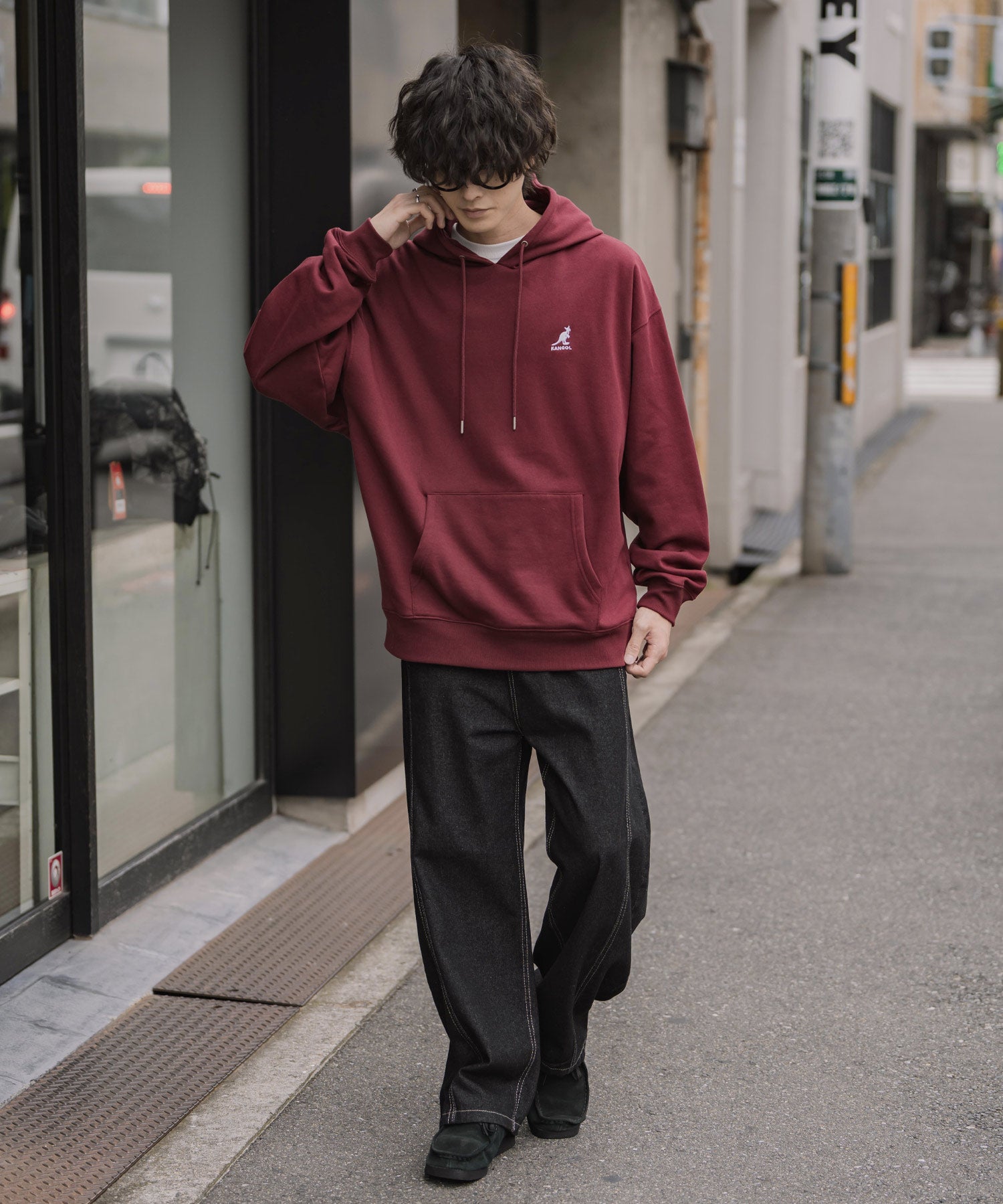 新色追加 KANGOL カンゴール 別注コラボオーバーサイズ裏起毛ロゴ刺繍プルパーカー	14627 【セットアップ可能】