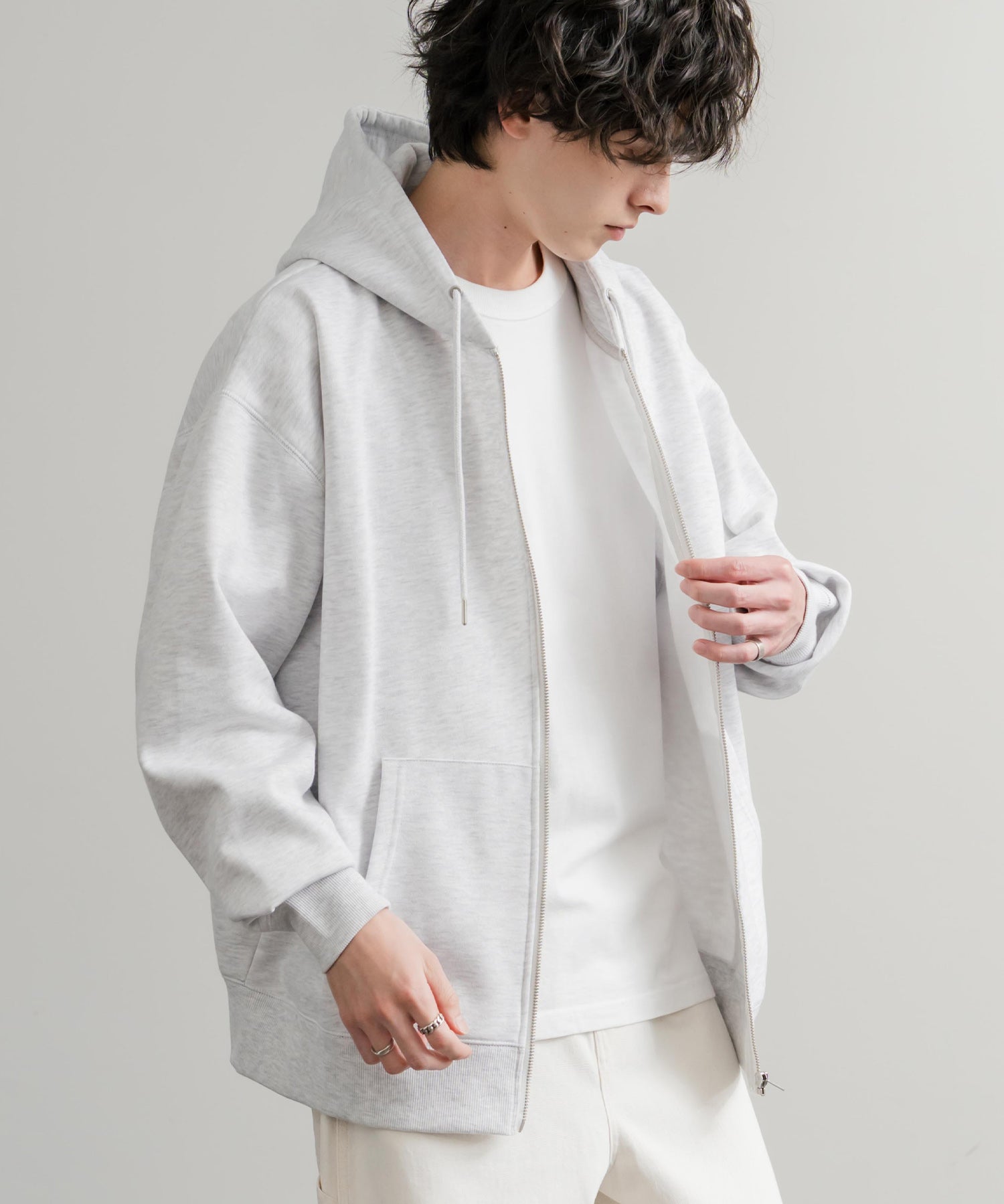 KANGOL カンゴール 別注コラボオーバーサイズ裏起毛ロゴ刺繍フルジップパーカー 14628