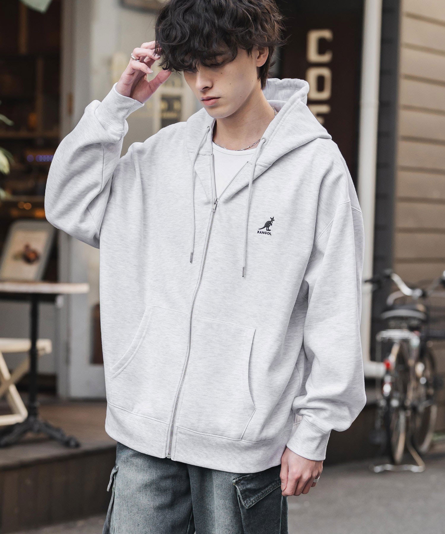 KANGOL カンゴール 別注コラボオーバーサイズ裏起毛ロゴ刺繍フルジップパーカー 14628 【セットアップ可能】