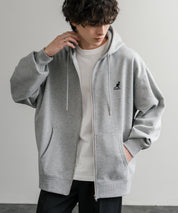 KANGOL カンゴール 別注コラボオーバーサイズ裏起毛ロゴ刺繍フルジップパーカー 14628