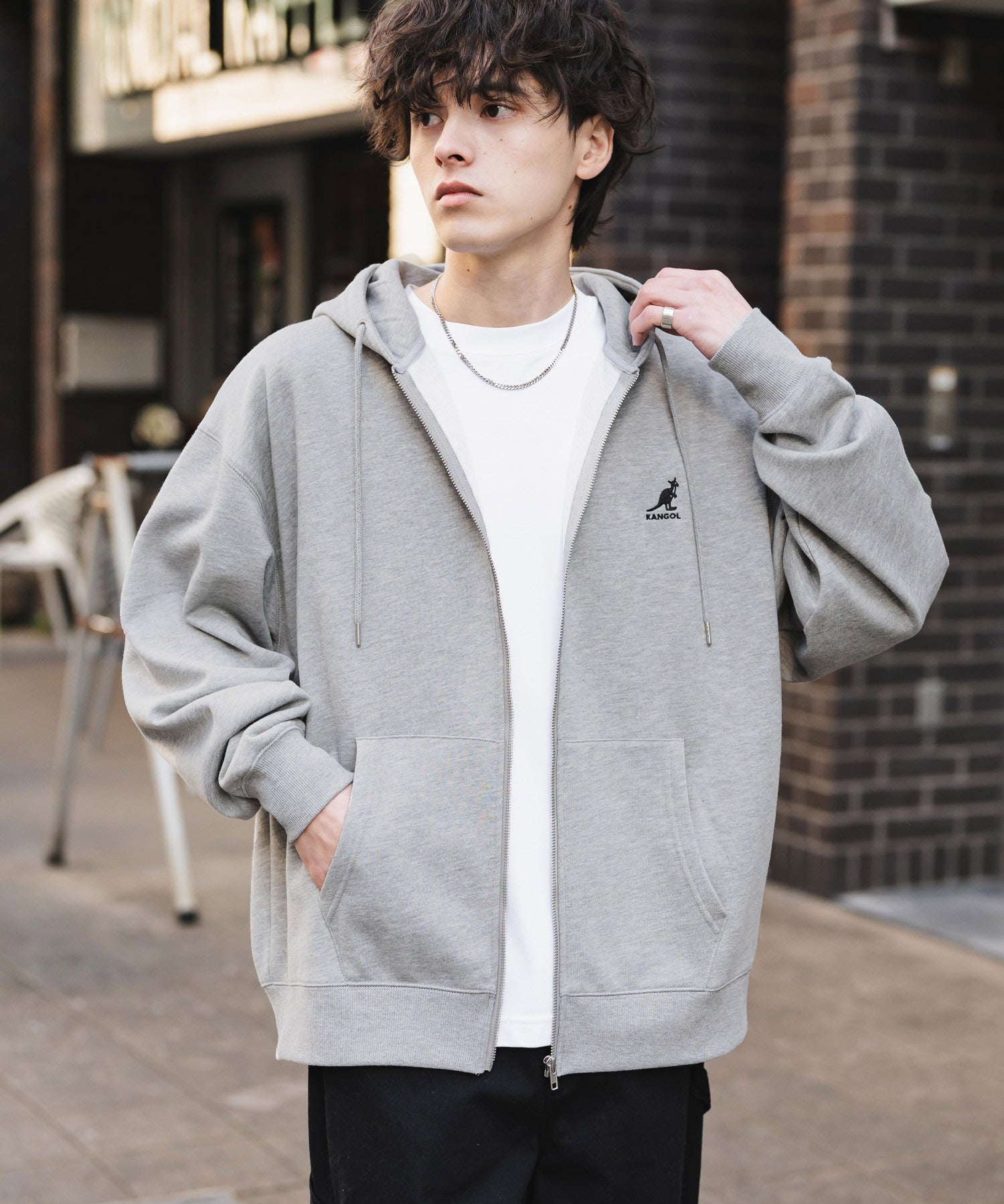 KANGOL カンゴール 別注コラボオーバーサイズ裏起毛ロゴ刺繍フルジップパーカー 14628 【セットアップ可能】