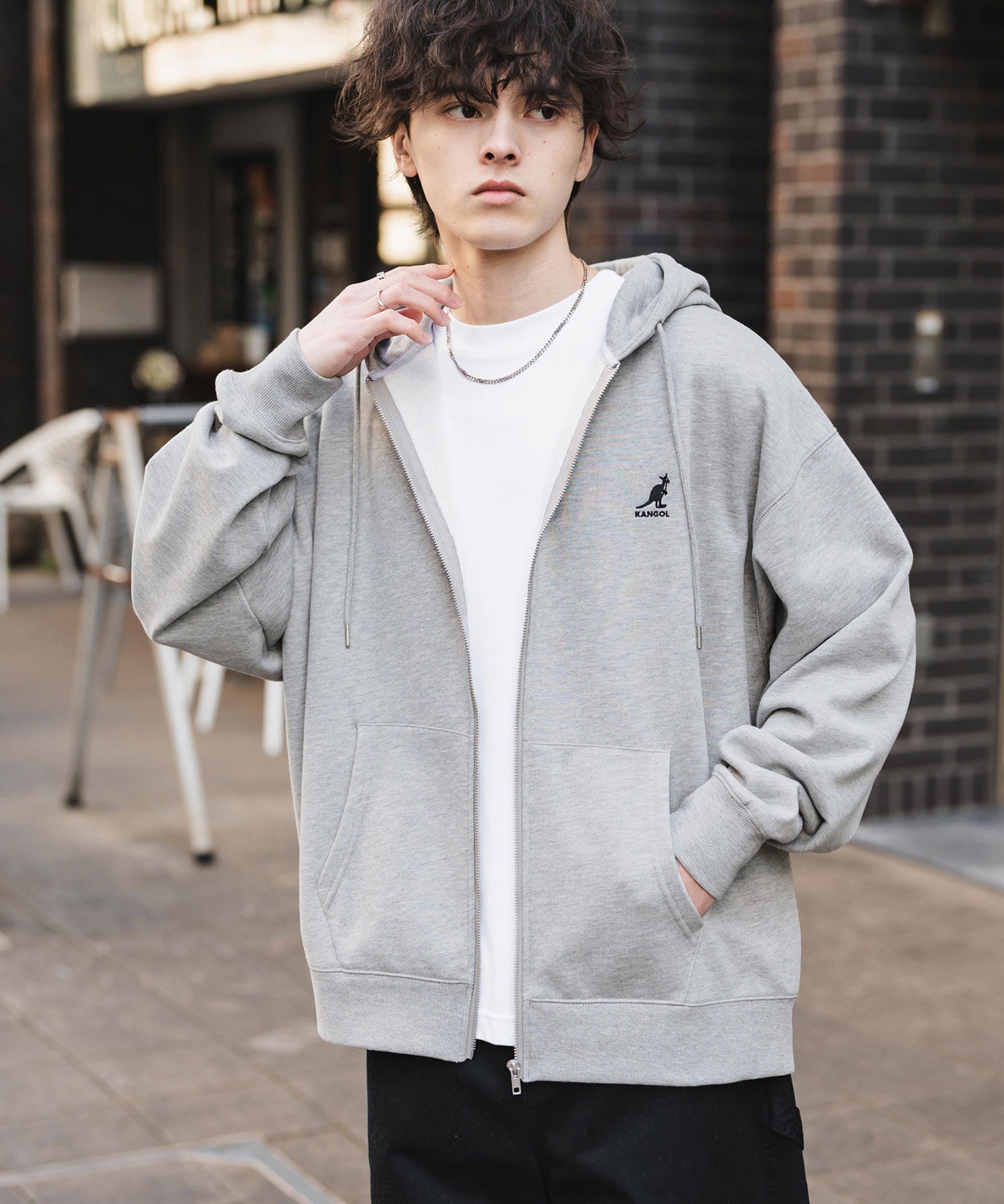 KANGOL カンゴール 別注コラボオーバーサイズ裏起毛ロゴ刺繍フルジップパーカー 14628 【セットアップ可能】