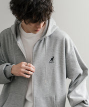 KANGOL カンゴール 別注コラボオーバーサイズ裏起毛ロゴ刺繍フルジップパーカー 14628