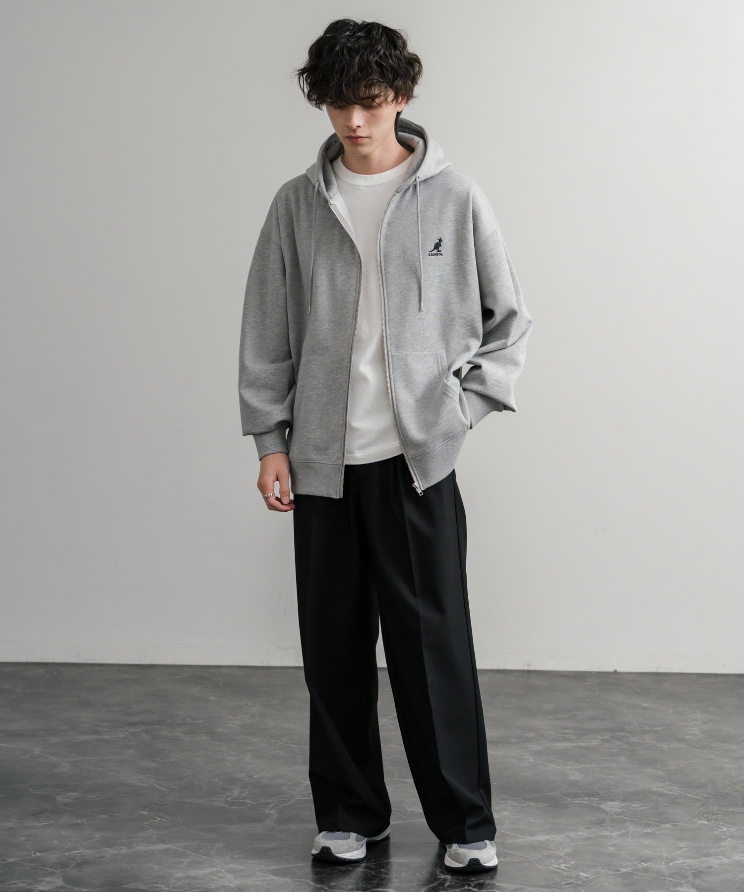 KANGOL カンゴール 別注コラボオーバーサイズ裏起毛ロゴ刺繍フルジップパーカー 14628 【セットアップ可能】