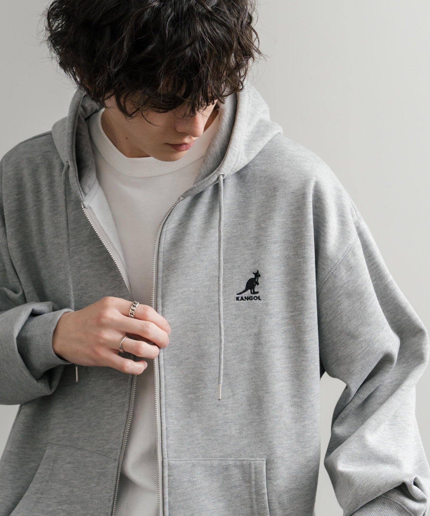KANGOL カンゴール 別注コラボオーバーサイズ裏起毛ロゴ刺繍フルジップパーカー 14628 【セットアップ可能】