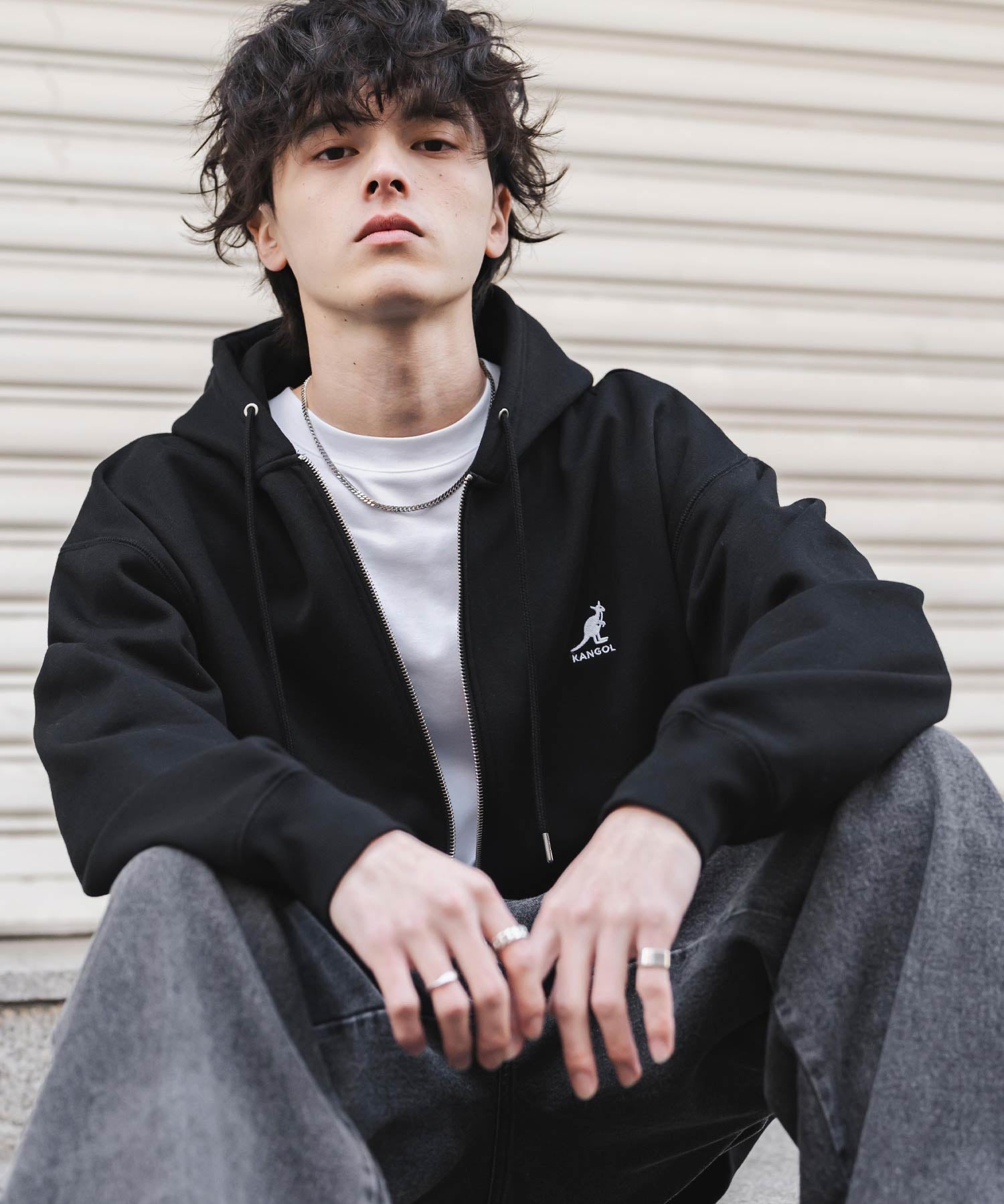 KANGOL カンゴール 別注コラボオーバーサイズ裏起毛ロゴ刺繍フルジップパーカー 14628 【セットアップ可能】