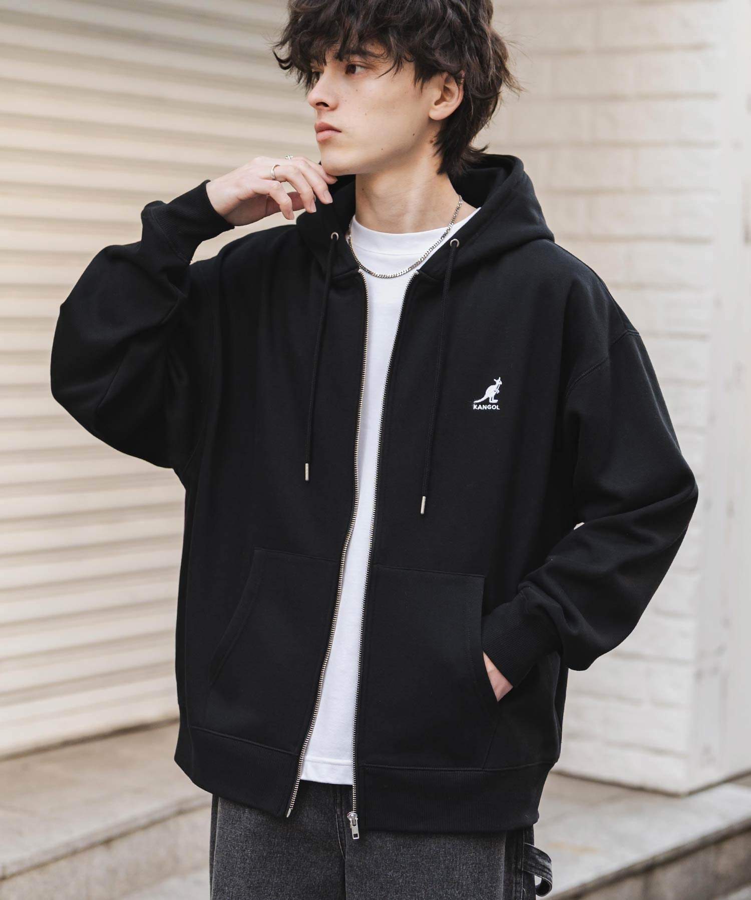 KANGOL カンゴール 別注コラボオーバーサイズ裏起毛ロゴ刺繍フルジップパーカー 14628 【セットアップ可能】