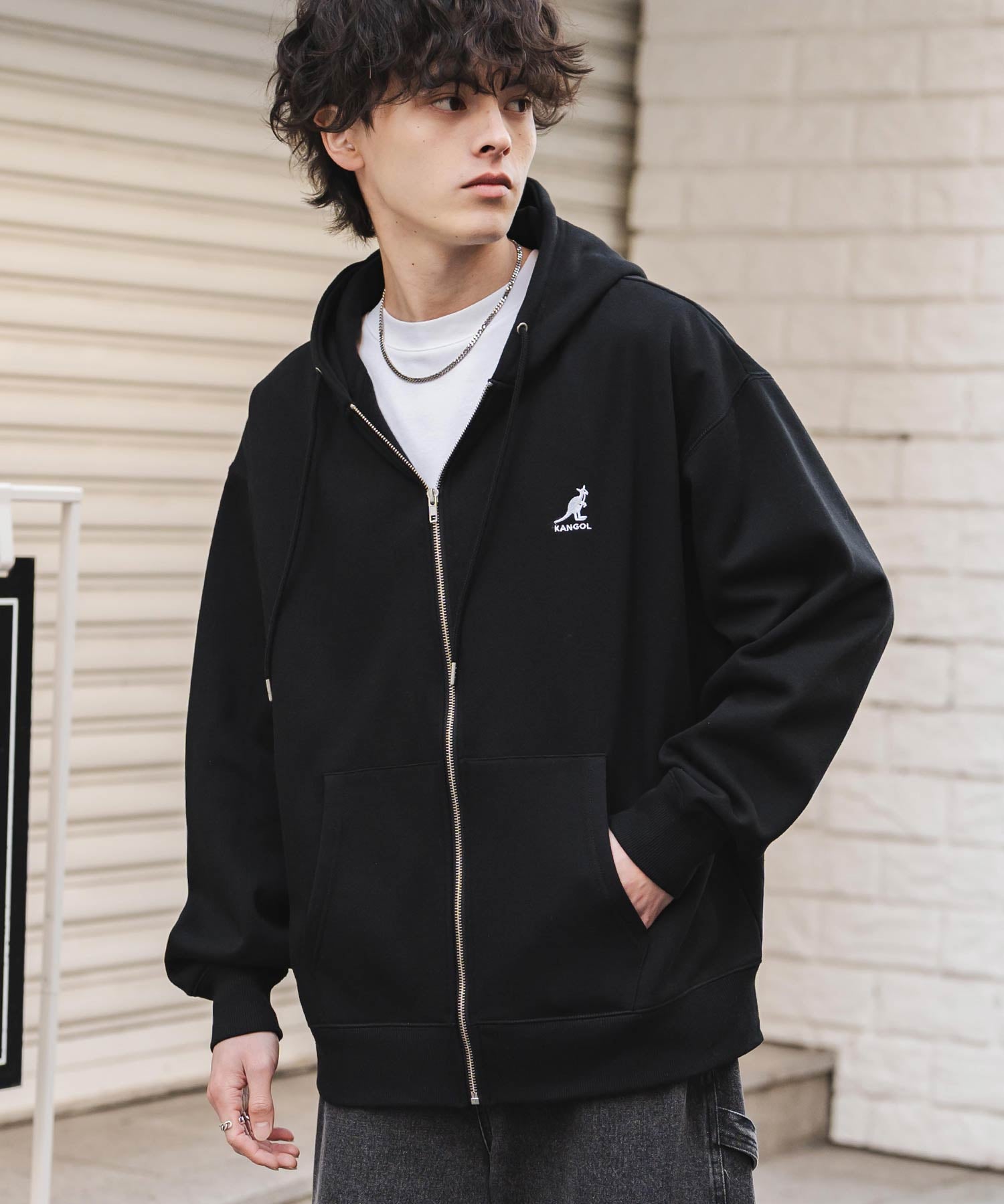 KANGOL カンゴール 別注コラボオーバーサイズ裏起毛ロゴ刺繍フルジップパーカー 14628 【セットアップ可能】