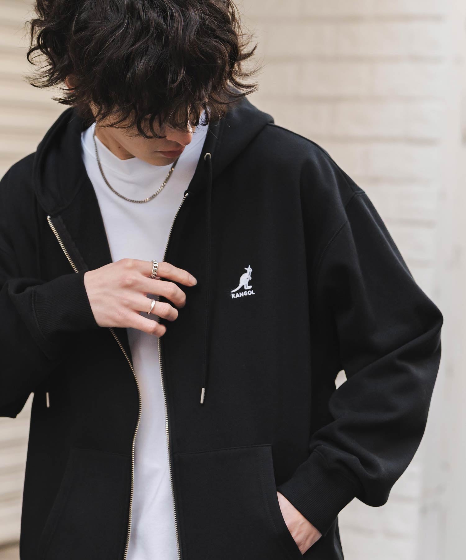 KANGOL カンゴール 別注コラボオーバーサイズ裏起毛ロゴ刺繍フルジップパーカー 14628 【セットアップ可能】