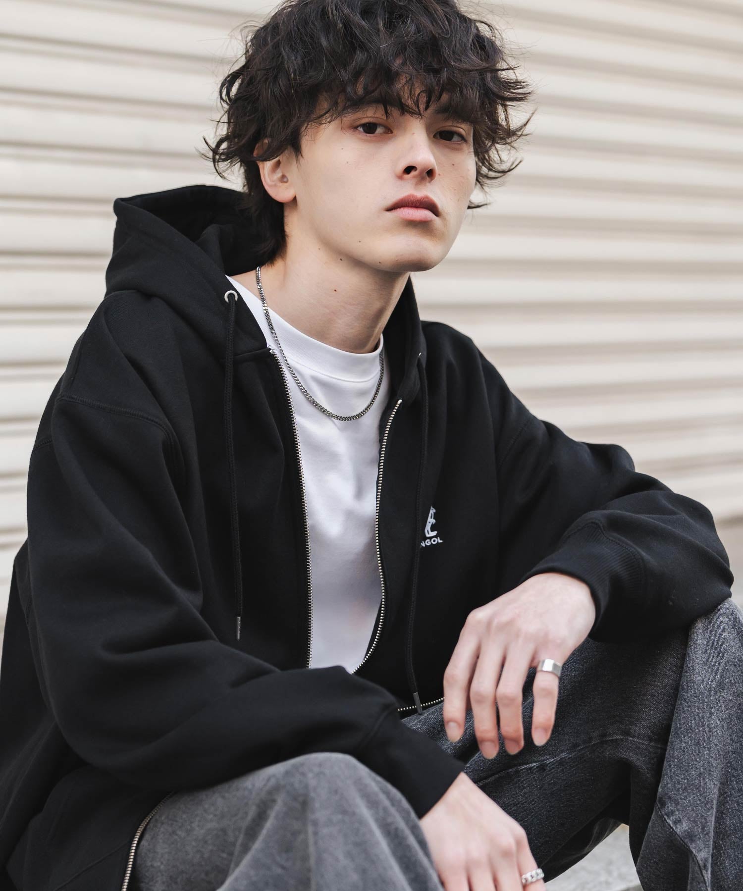 KANGOL カンゴール 別注コラボオーバーサイズ裏起毛ロゴ刺繍フルジップパーカー 14628 【セットアップ可能】