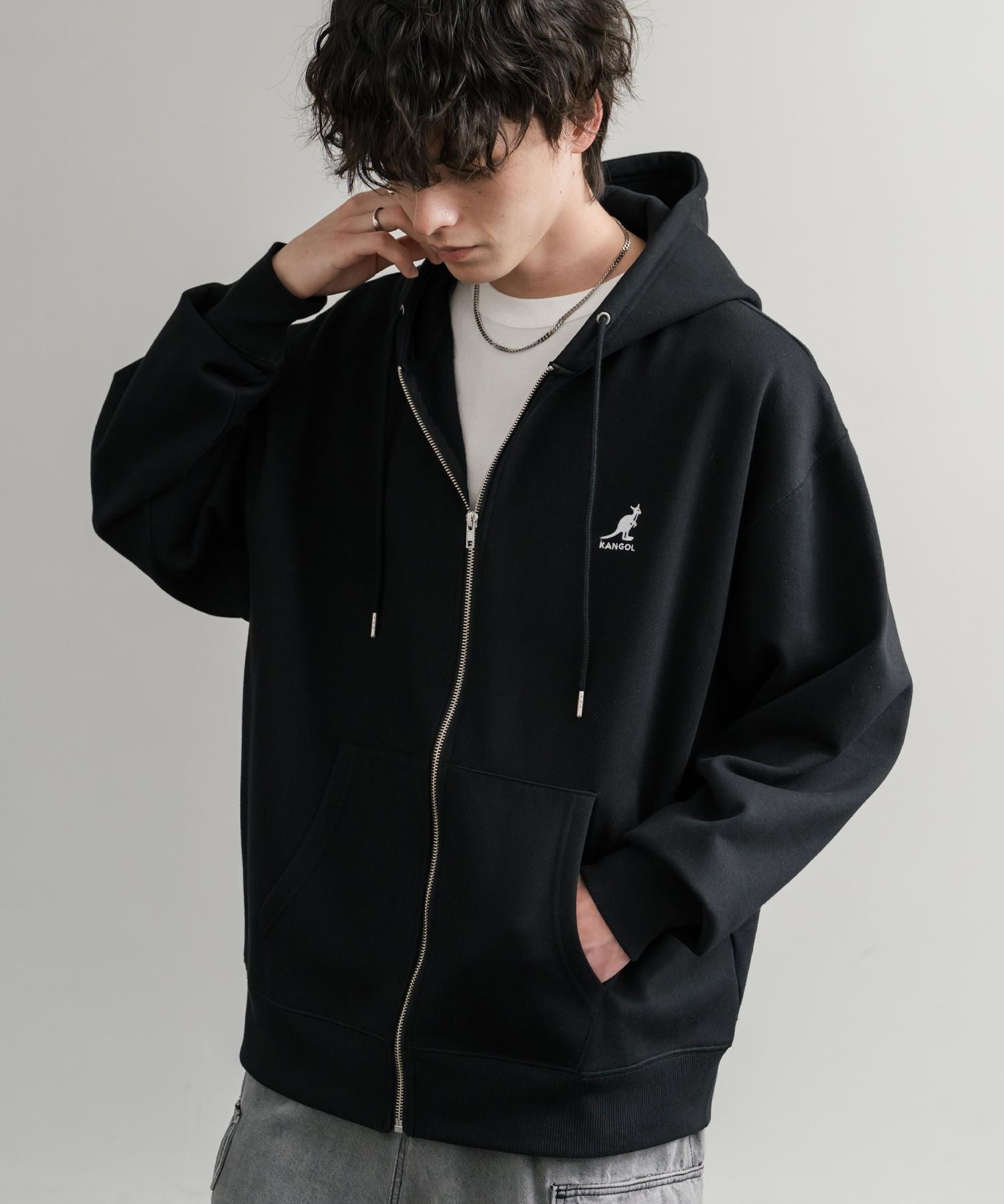 KANGOL カンゴール 別注コラボオーバーサイズ裏起毛ロゴ刺繍フルジップパーカー 14628 【セットアップ可能】