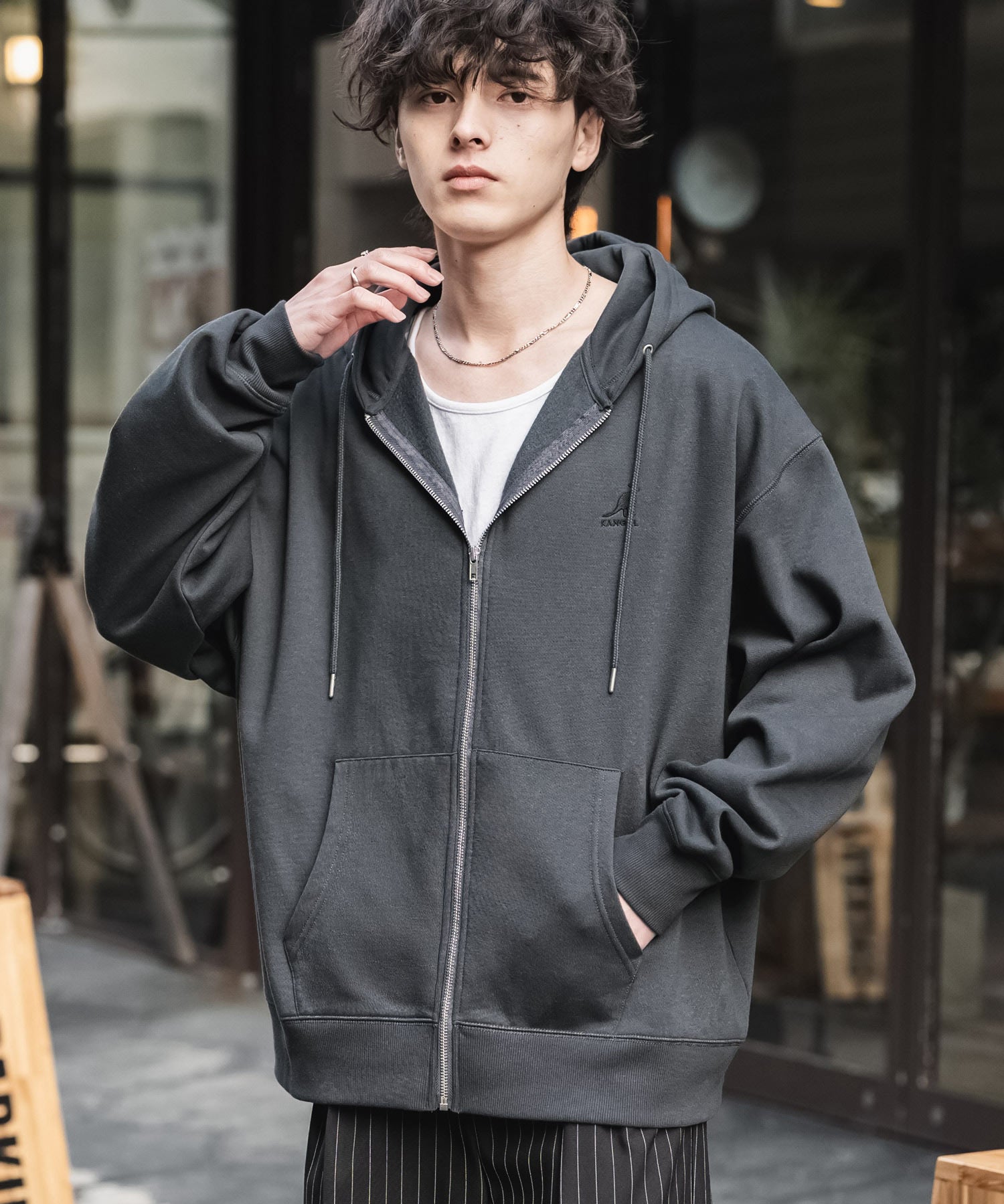KANGOL カンゴール 別注コラボオーバーサイズ裏起毛ロゴ刺繍フルジップパーカー 14628 【セットアップ可能】