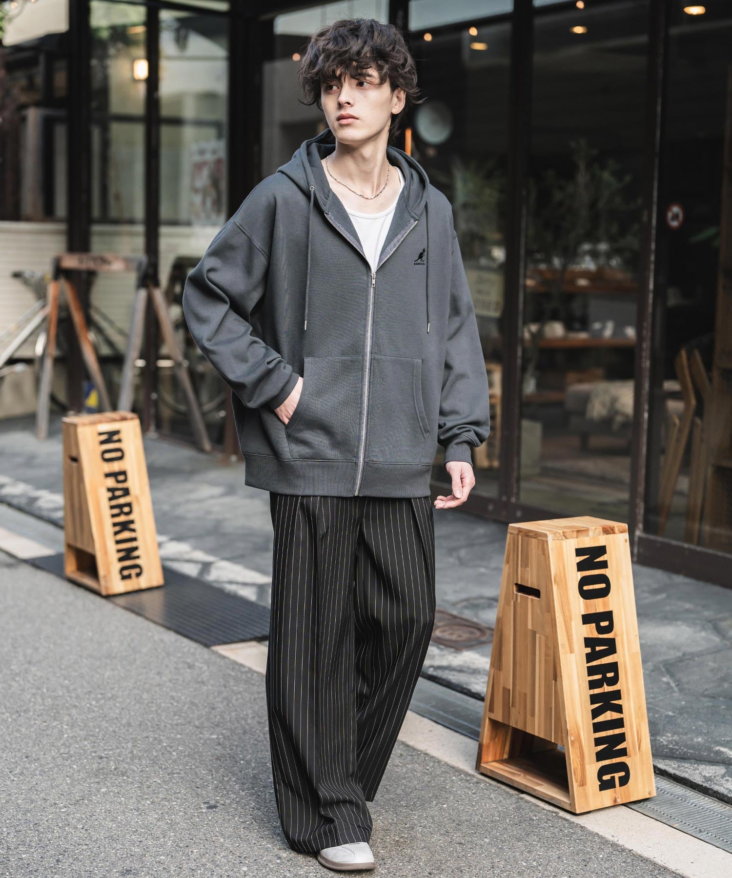 KANGOL カンゴール 別注コラボオーバーサイズ裏起毛ロゴ刺繍フルジップパーカー 14628 【セットアップ可能】