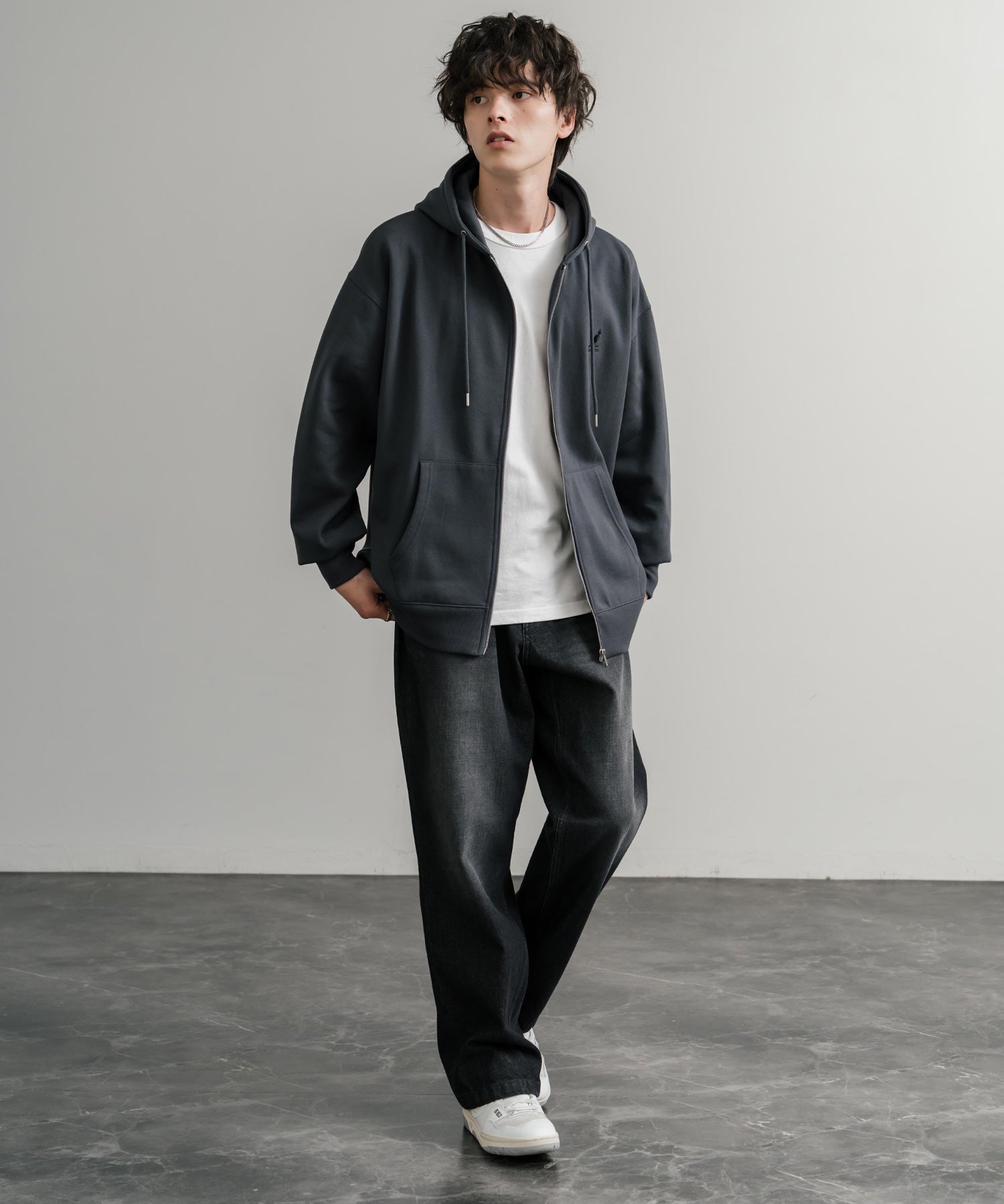 KANGOL カンゴール 別注コラボオーバーサイズ裏起毛ロゴ刺繍フルジップパーカー 14628