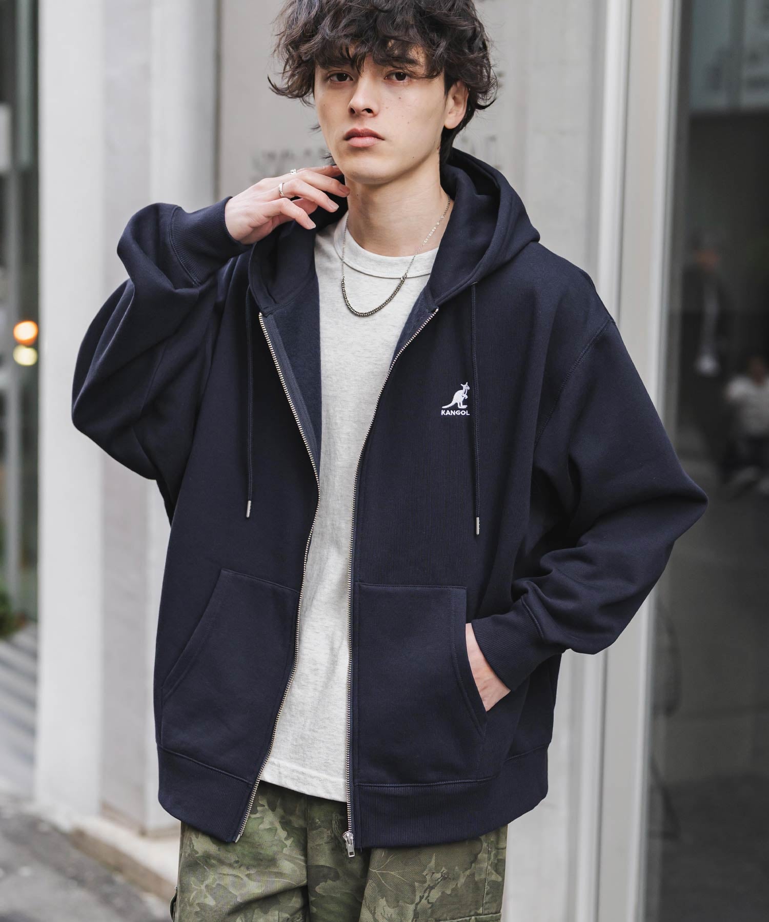 KANGOL カンゴール 別注コラボオーバーサイズ裏起毛ロゴ刺繍フルジップパーカー 14628 【セットアップ可能】