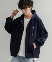 KANGOL カンゴール 別注コラボオーバーサイズ裏起毛ロゴ刺繍フルジップパーカー 14628
