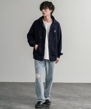 KANGOL カンゴール 別注コラボオーバーサイズ裏起毛ロゴ刺繍フルジップパーカー 14628