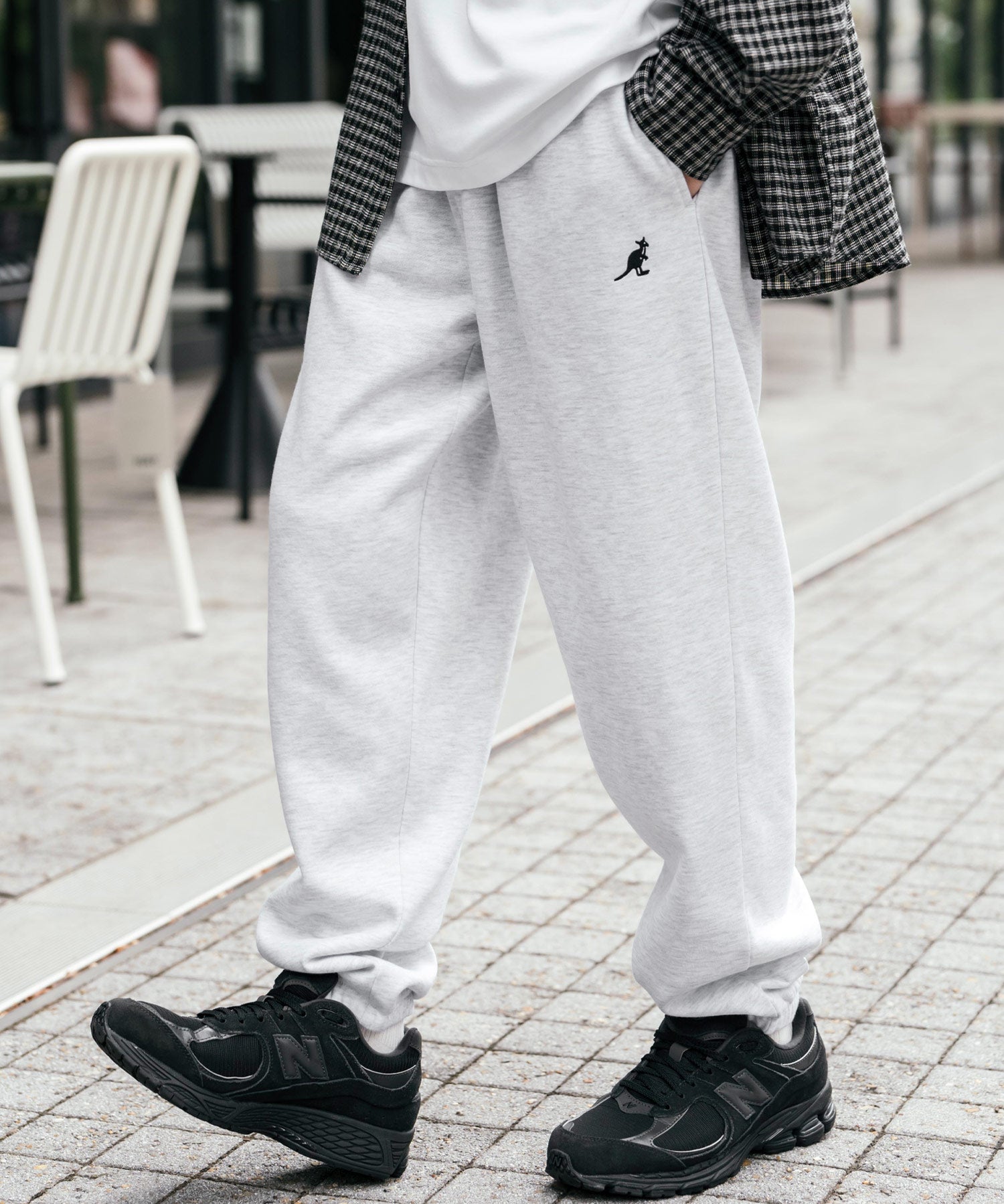 KANGOL カンゴール 別注コラボ裏起毛ワンポイントロゴ刺繍スウェットパンツ/セミワイドテーパードイージーパンツ 14629