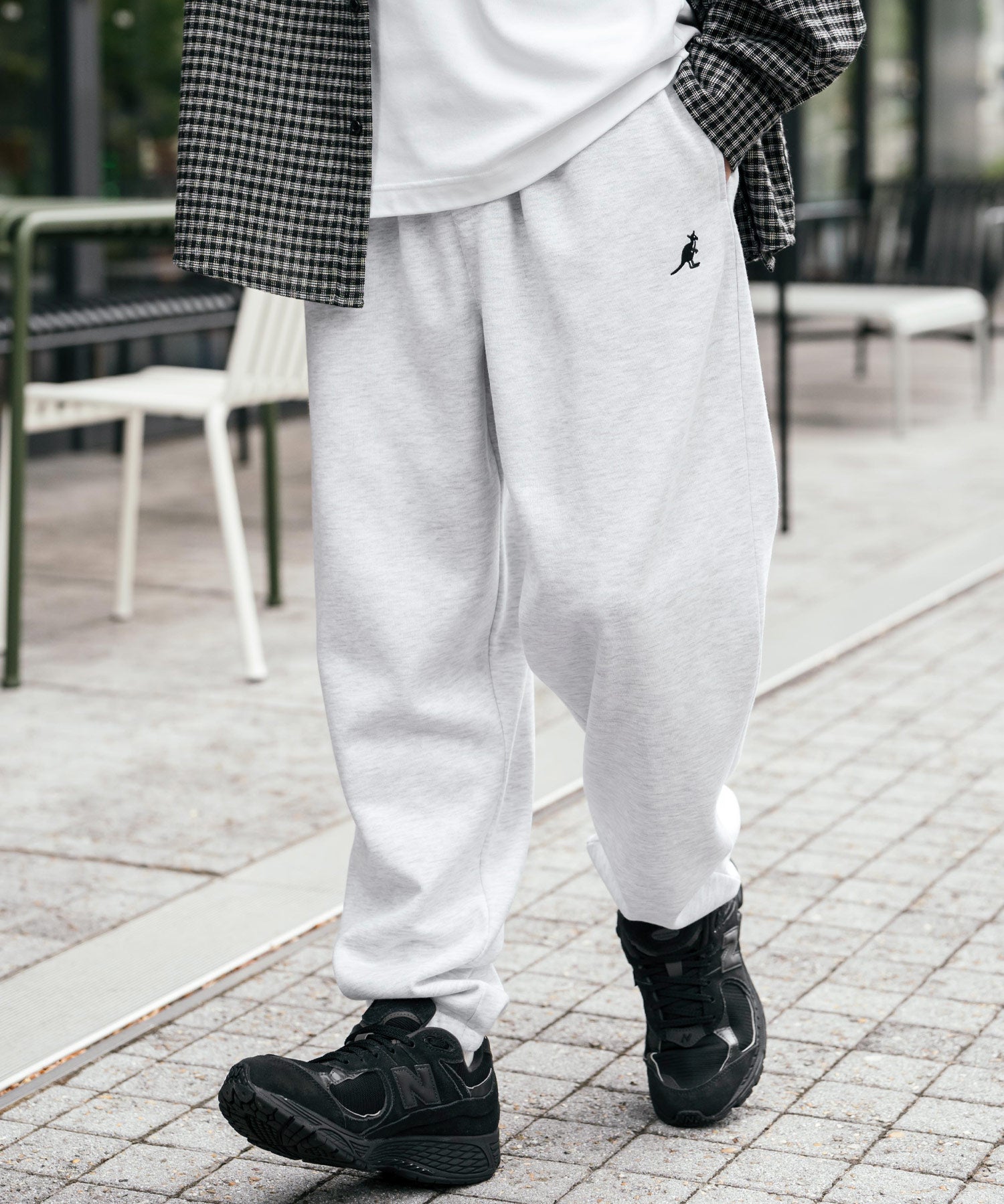 KANGOL カンゴール 別注コラボ裏起毛ワンポイントロゴ刺繍スウェットパンツ/セミワイドテーパードイージーパンツ 14629