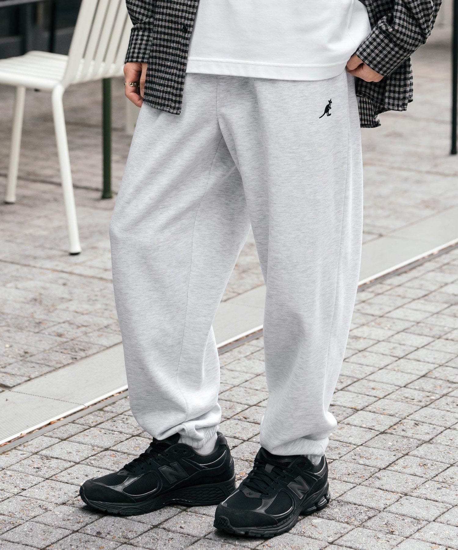 KANGOL カンゴール 別注コラボ裏起毛ワンポイントロゴ刺繍スウェットパンツ/セミワイドテーパードイージーパンツ 14629