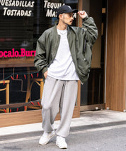 KANGOL カンゴール 別注コラボ裏起毛ワンポイントロゴ刺繍スウェットパンツ/セミワイドテーパードイージーパンツ 14629