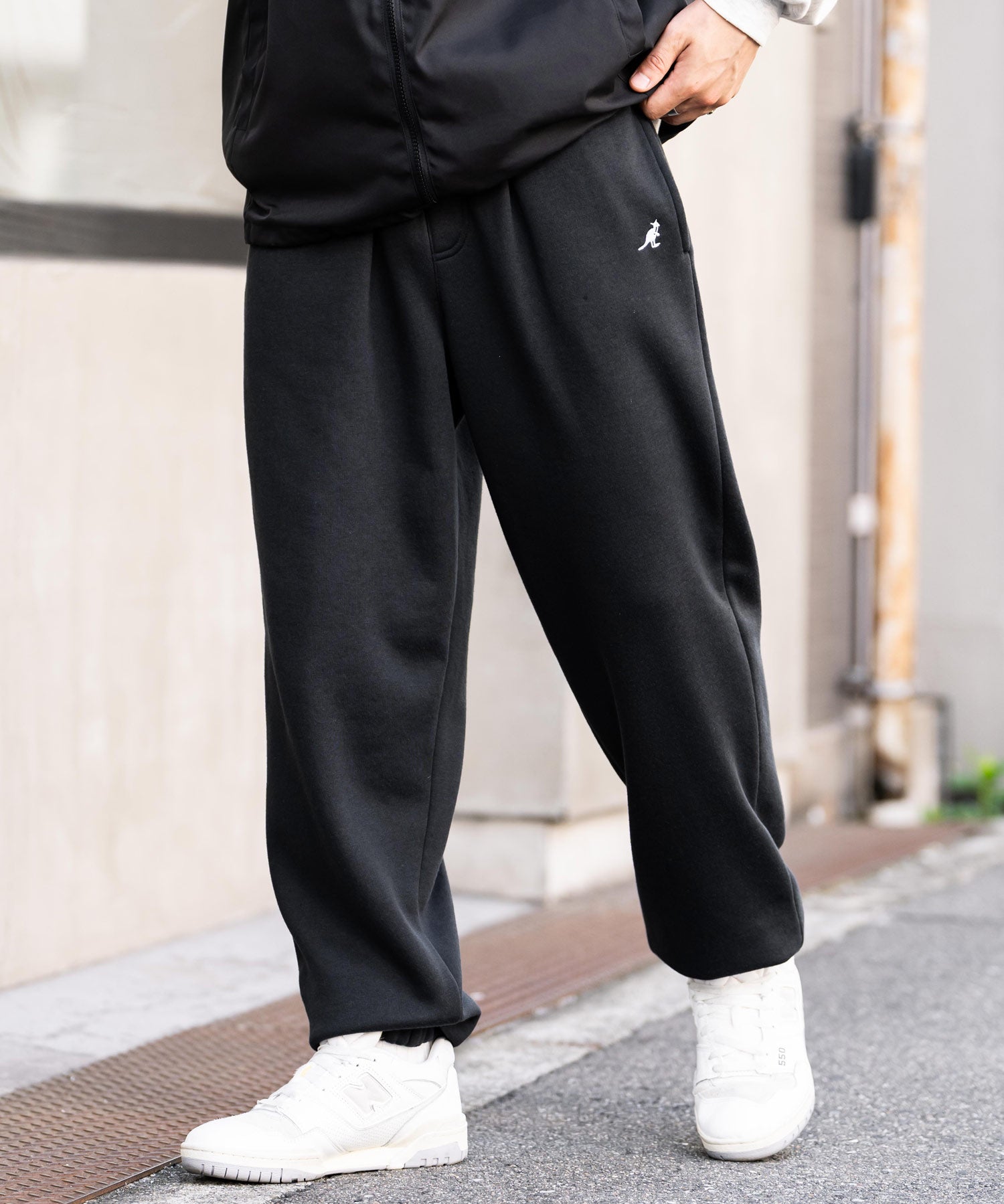 KANGOL カンゴール 別注コラボ裏起毛ワンポイントロゴ刺繍スウェットパンツ/セミワイドテーパードイージーパンツ 14629