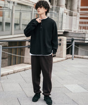 KANGOL カンゴール 別注コラボ裏起毛ワンポイントロゴ刺繍スウェットパンツ/セミワイドテーパードイージーパンツ 14629