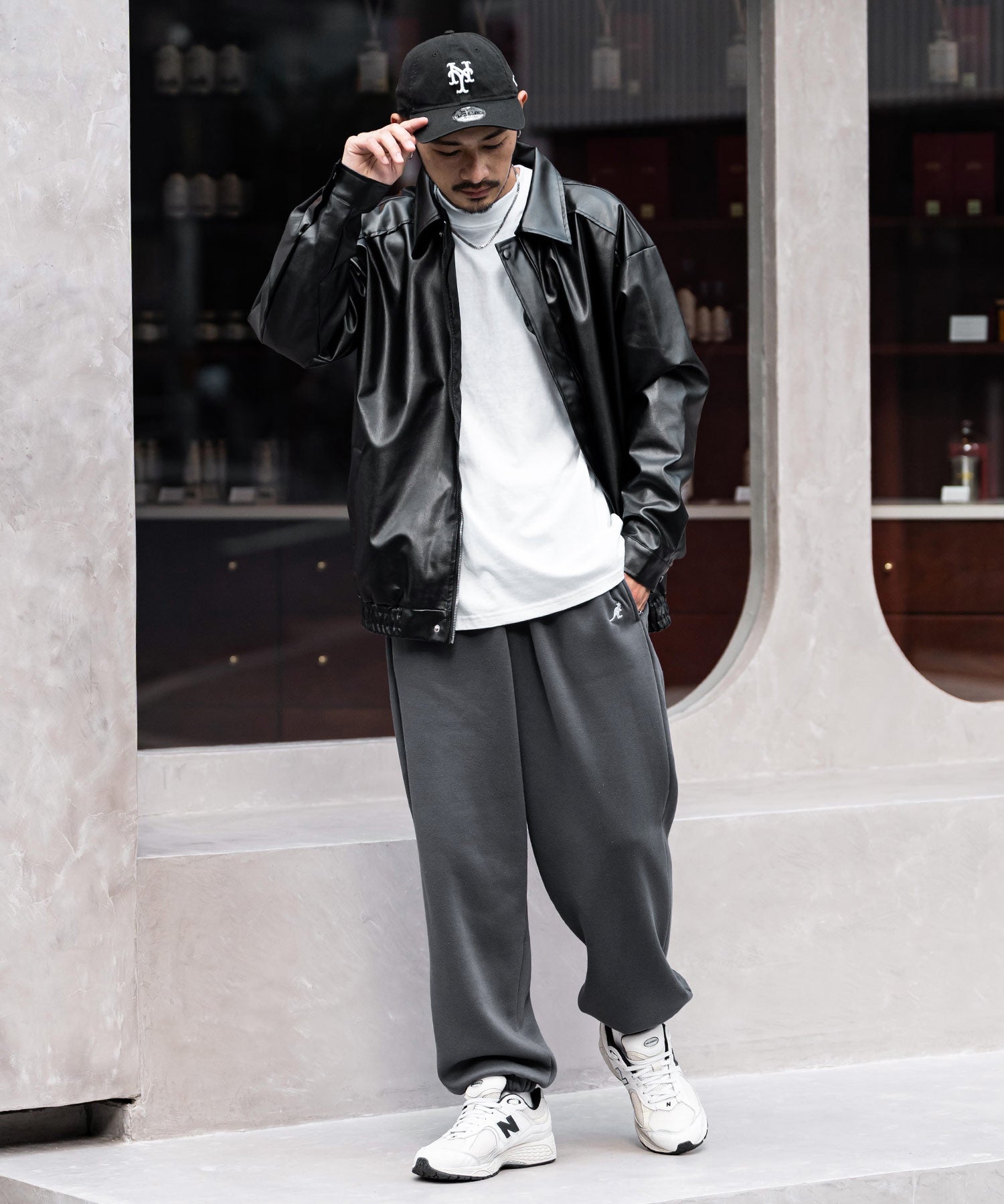 KANGOL カンゴール 別注コラボ裏起毛ワンポイントロゴ刺繍スウェットパンツ/セミワイドテーパードイージーパンツ 14629