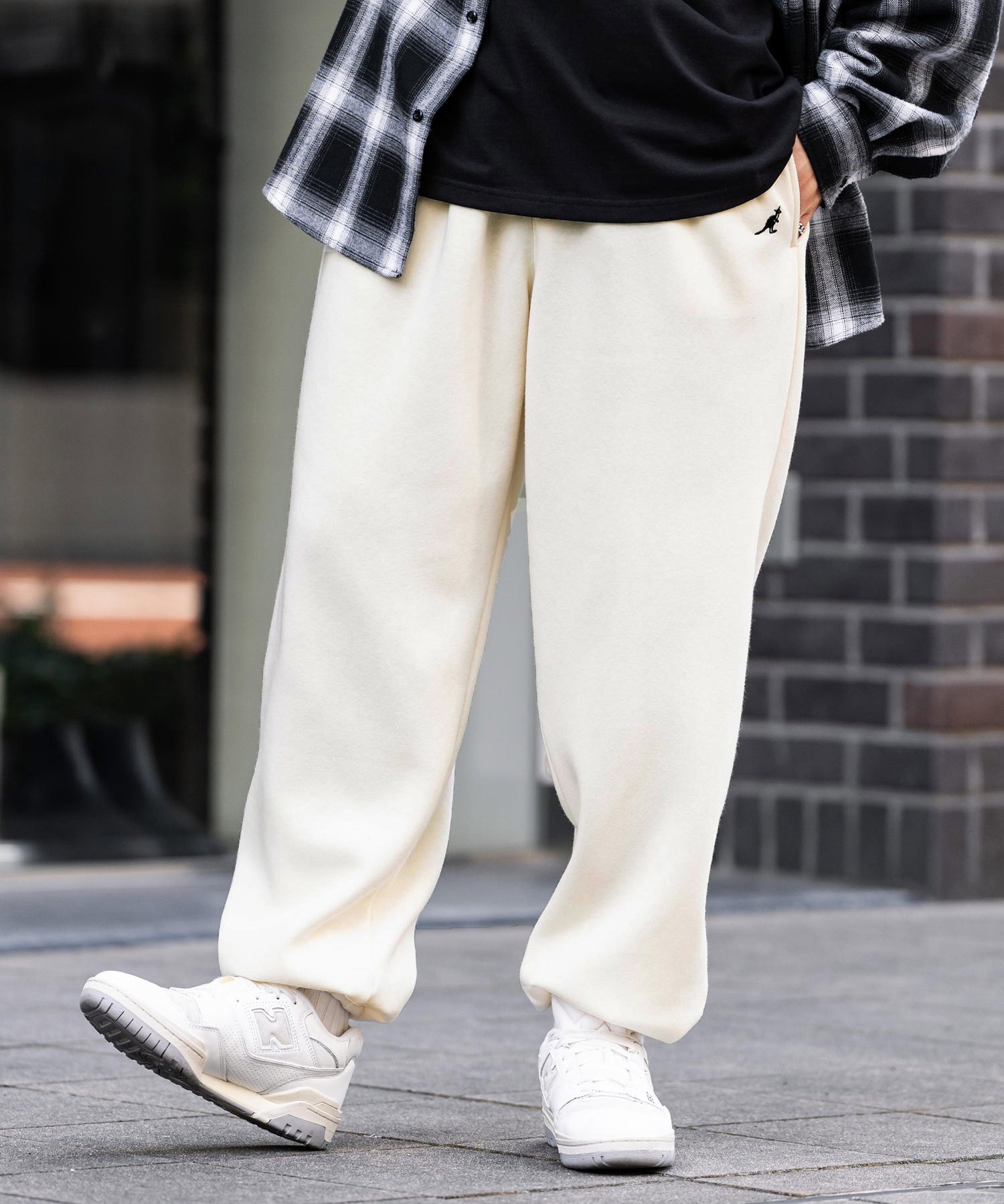 KANGOL カンゴール 別注コラボ裏起毛ワンポイントロゴ刺繍スウェットパンツ/セミワイドテーパードイージーパンツ 14629