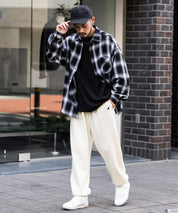 KANGOL カンゴール 別注コラボ裏起毛ワンポイントロゴ刺繍スウェットパンツ/セミワイドテーパードイージーパンツ 14629