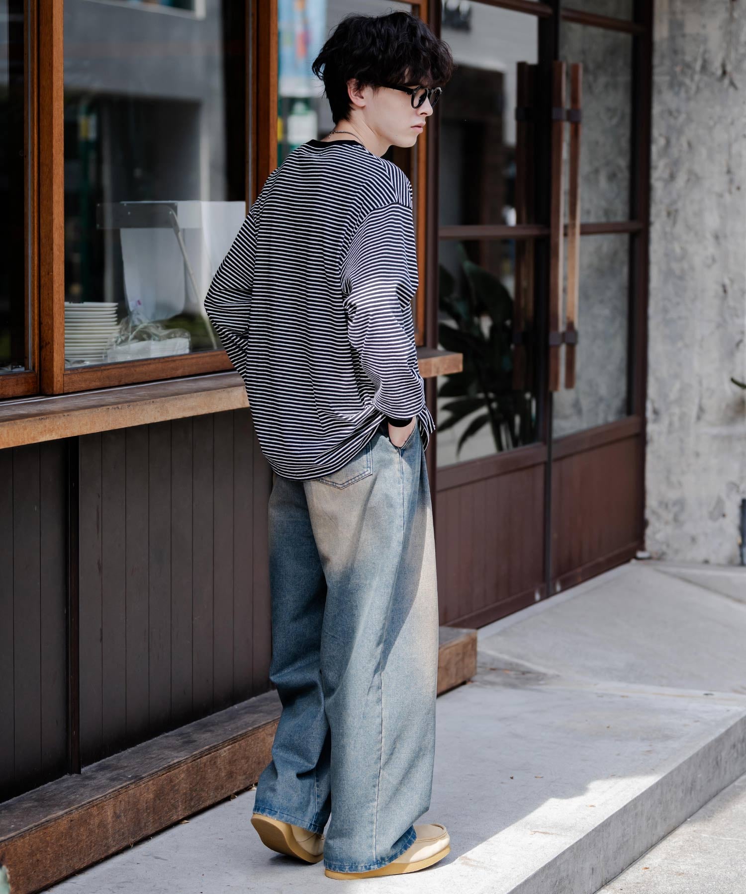 KANGOL カンゴール 別注コラボオーバーサイズワンポイントロゴ刺繍長袖Tシャツ 14630