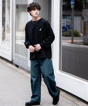 KANGOL カンゴール 別注コラボオーバーサイズワンポイントロゴ刺繍長袖Tシャツ 14630