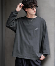 KANGOL カンゴール 別注コラボオーバーサイズワンポイントロゴ刺繍長袖Tシャツ 14630