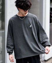 KANGOL カンゴール 別注コラボオーバーサイズワンポイントロゴ刺繍長袖Tシャツ 14630
