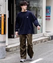 KANGOL カンゴール 別注コラボオーバーサイズワンポイントロゴ刺繍長袖Tシャツ 14630