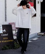 KANGOL カンゴール 別注コラボオーバーサイズワンポイントロゴ刺繍長袖Tシャツ 14630