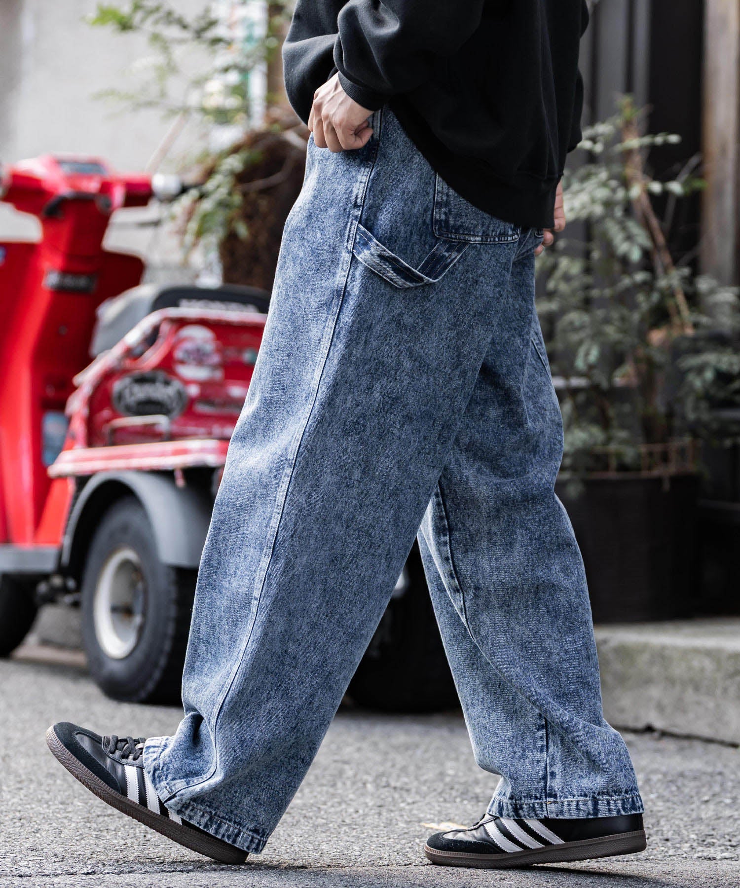 KANGOL カンゴール 別注コラボデニム・ツイルワイドテーパードペインターパンツ 14631
