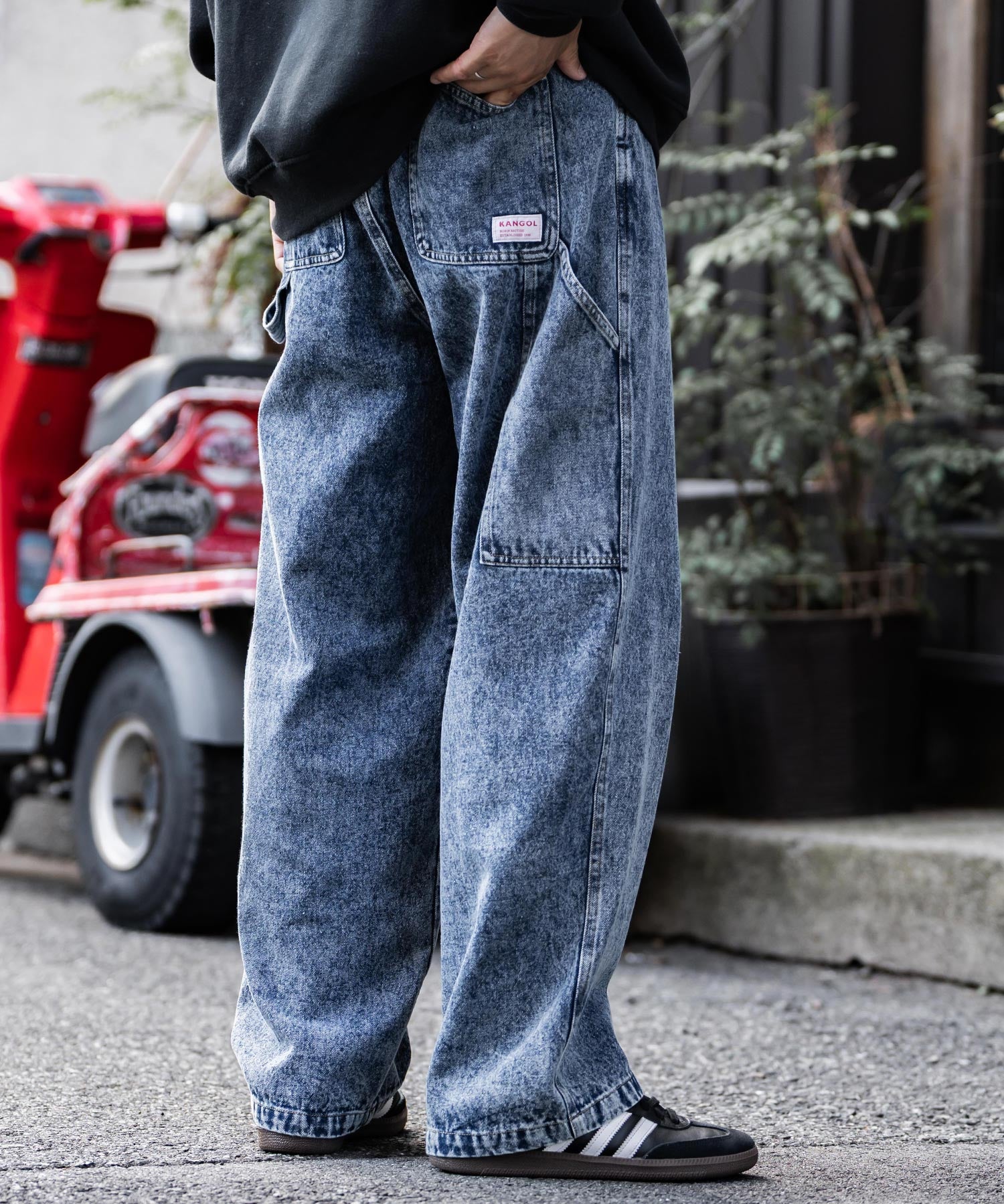 KANGOL カンゴール 別注コラボデニム・ツイルワイドテーパードペインターパンツ 14631
