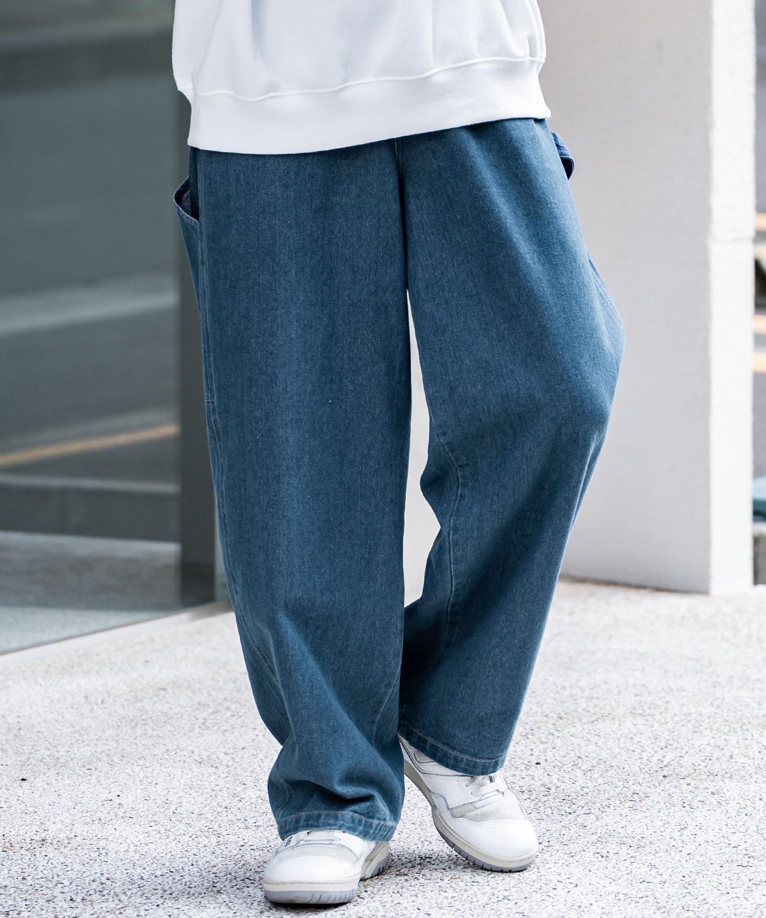 KANGOL カンゴール 別注コラボデニム・ツイルワイドテーパードペインターパンツ 14631