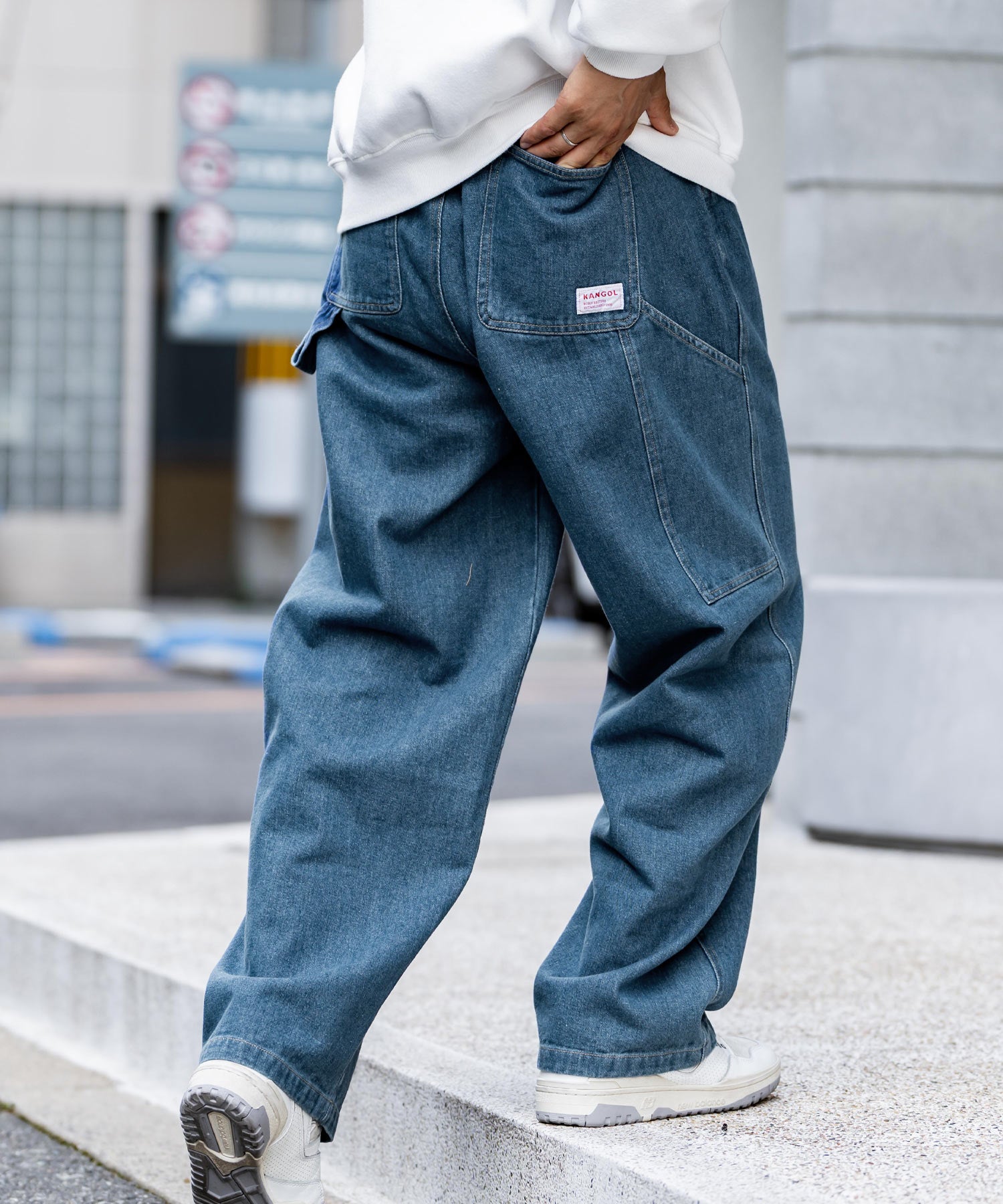 KANGOL カンゴール 別注コラボデニム・ツイルワイドテーパードペインターパンツ 14631