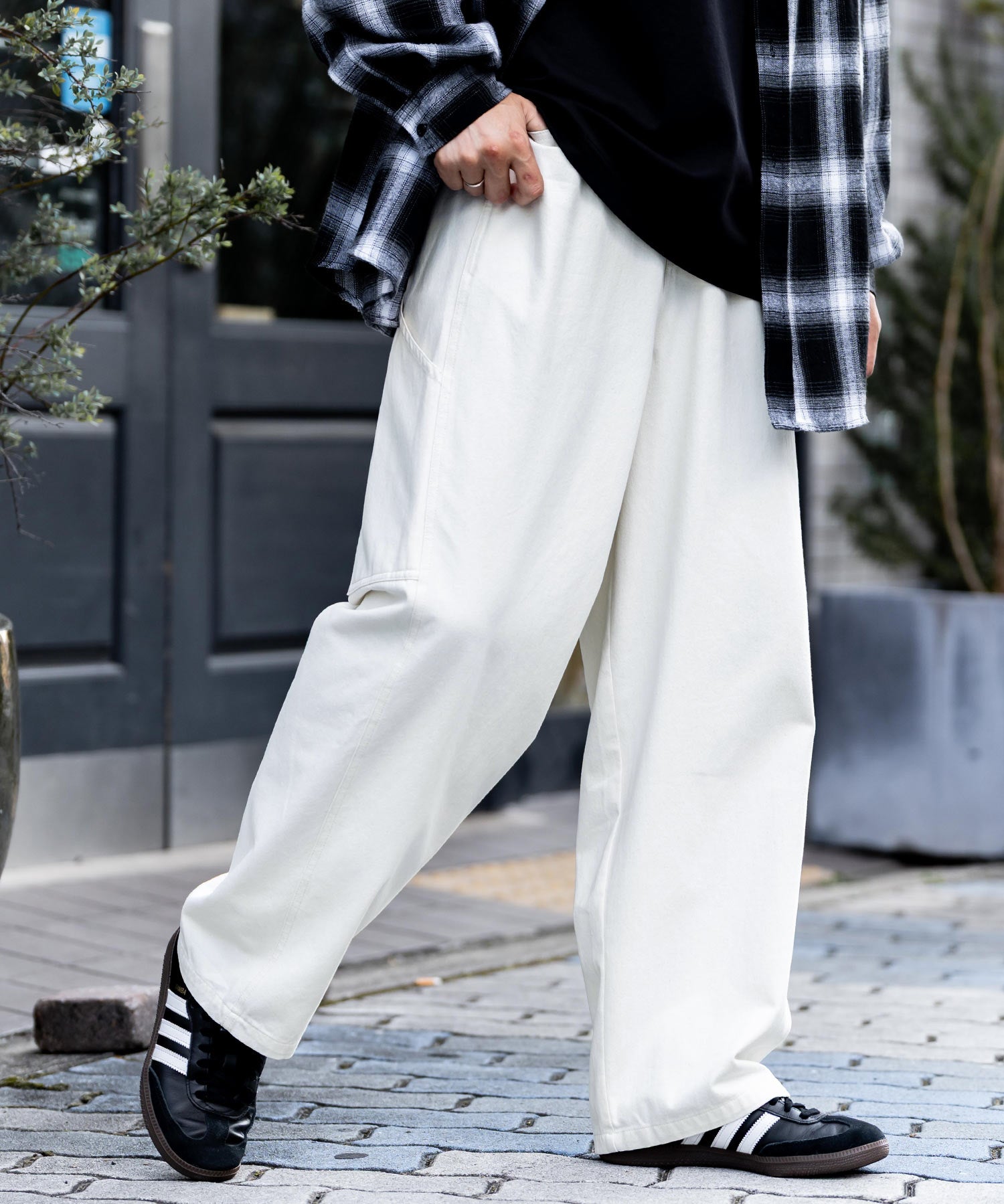 KANGOL カンゴール 別注コラボデニム・ツイルワイドテーパードペインターパンツ 14631