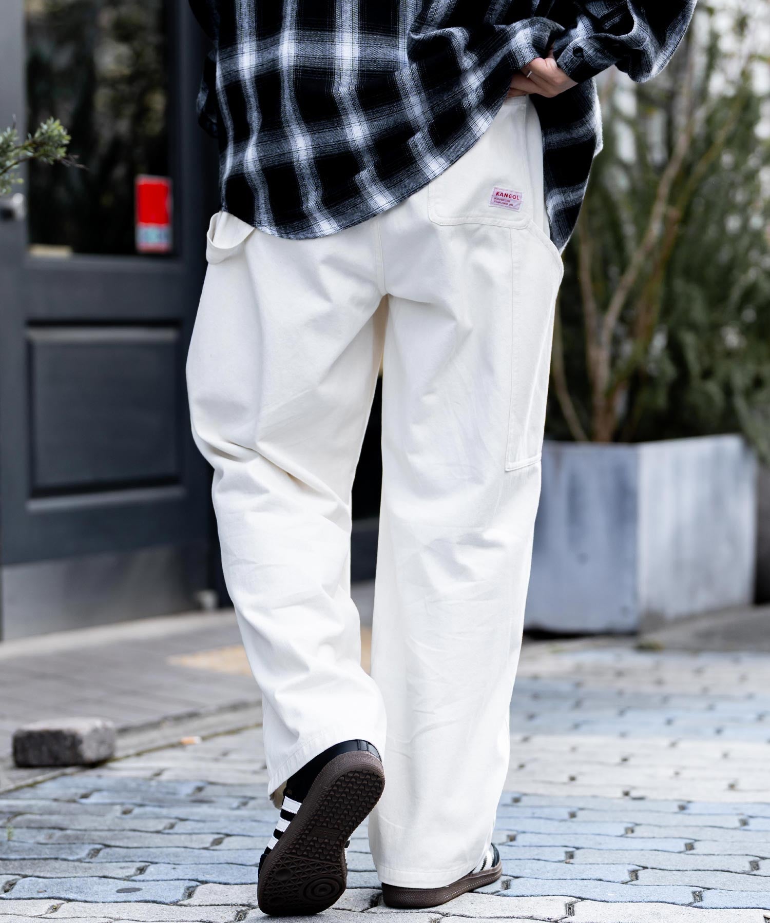 KANGOL カンゴール 別注コラボデニム・ツイルワイドテーパードペインターパンツ 14631